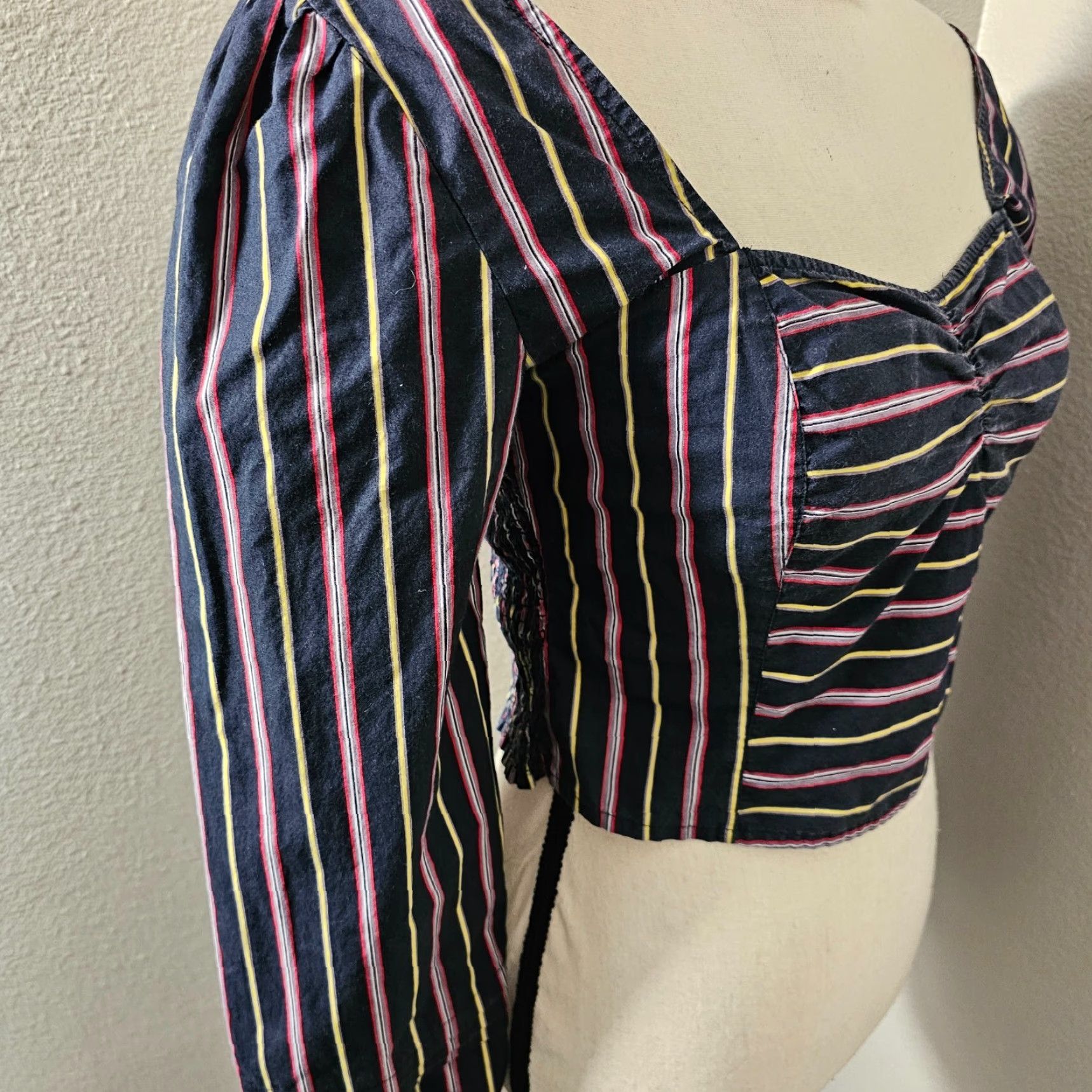 Free People Free People Striped Cropped Balloon Sleeve Top Sunshine In Sicily Size S Size S / US 4 / IT 40 - 4 Thumbnail