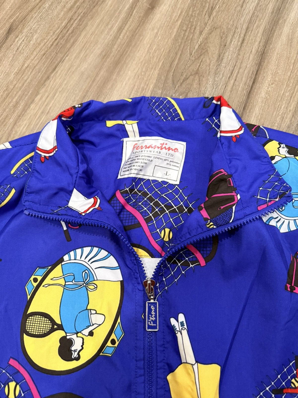 Other Vintage Ferrantino Tennis All Over Pattern Windbreaker Size L / US 10 / IT 46 - 4 Thumbnail