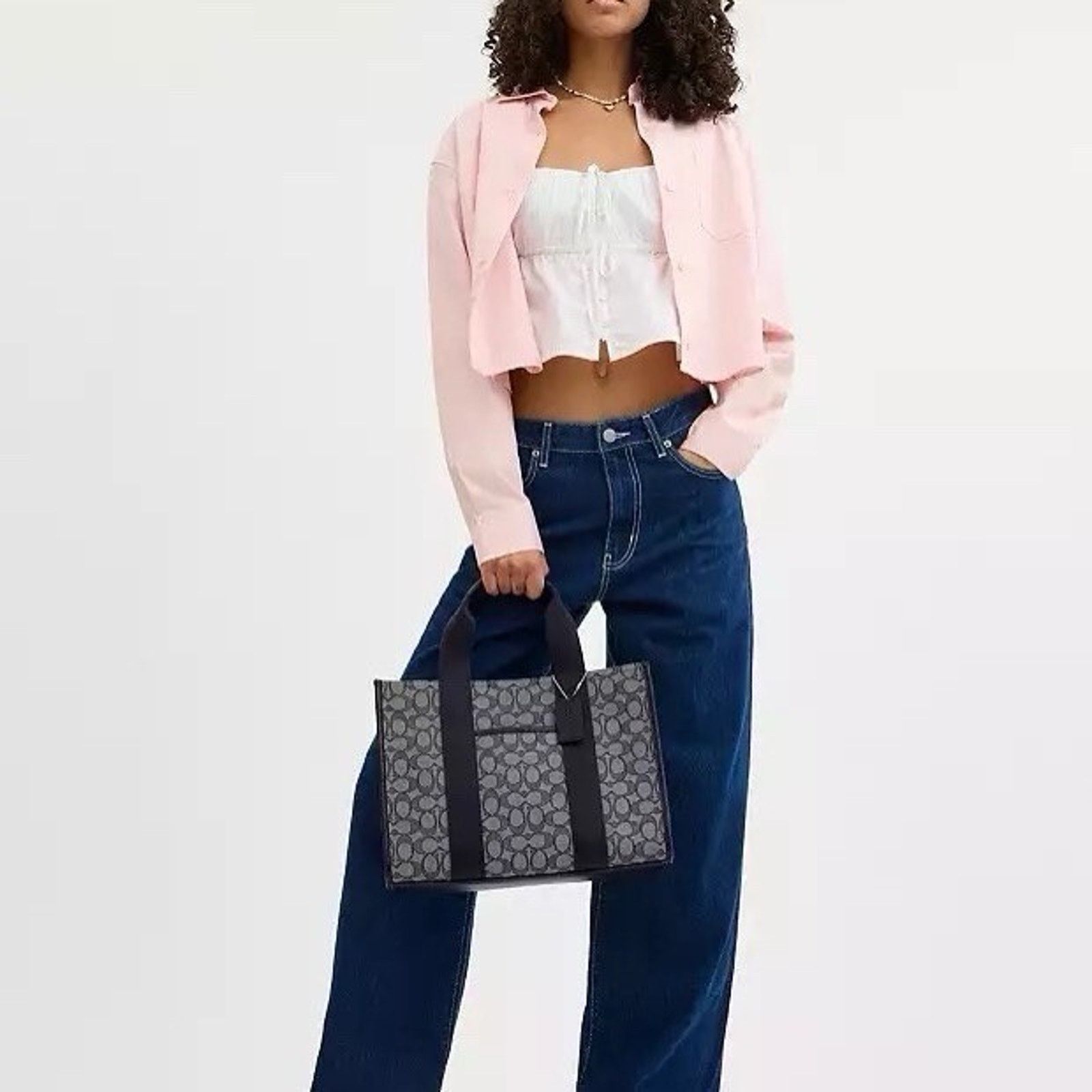 Coach NWT Coach Smith Tote Bag Signature Jacquard CY367 Navy Size ONE SIZE - 7 Thumbnail