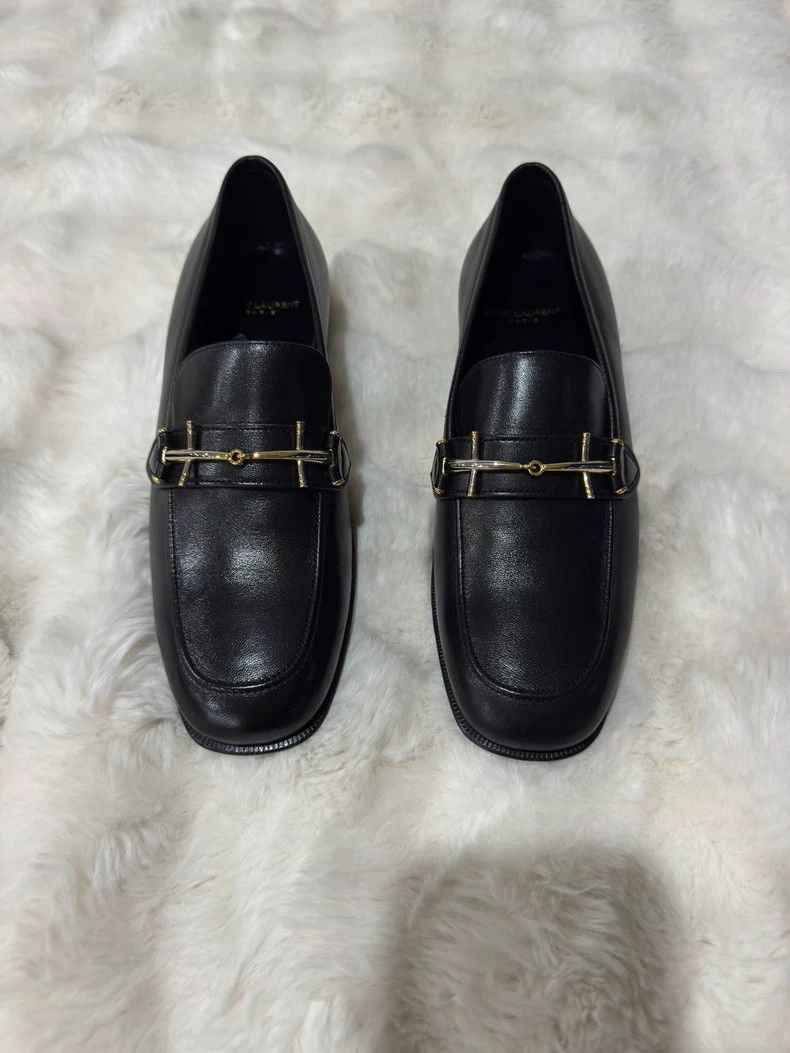 Saint Laurent Paris Saint laurent paris Black and gold loafers shoes 2506-Nexta Size US 7 / EU 40 - 1 Thumbnail