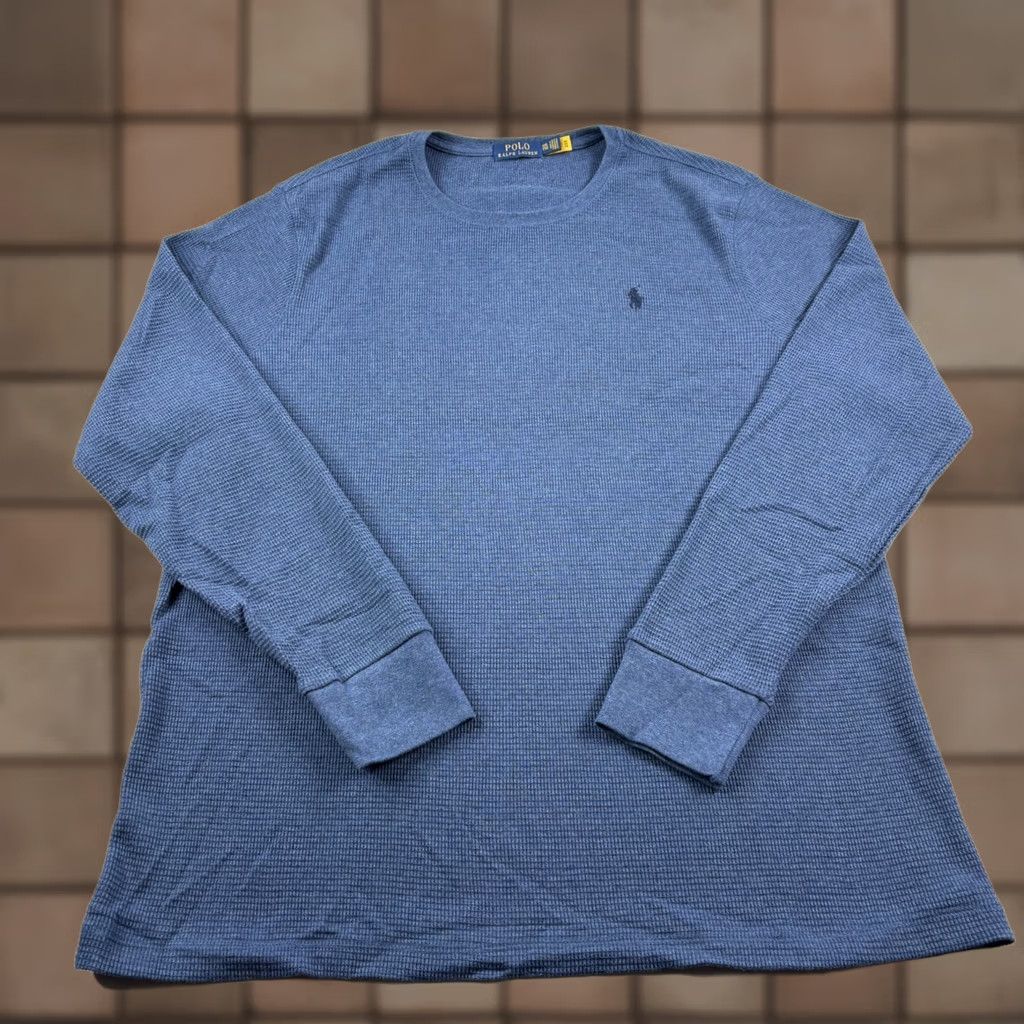 Polo Ralph Lauren Polo Ralph Lauren Sweatshirt Men 2XL Blue Waffle Knit Thermal Crew Neck Pullover Size US XXL / EU 58 / 5 - 1 Thumbnail