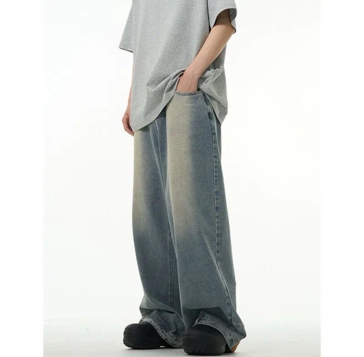 Japanese Brand High street washed straight baggy jeans Size US 31 - 1 Thumbnail