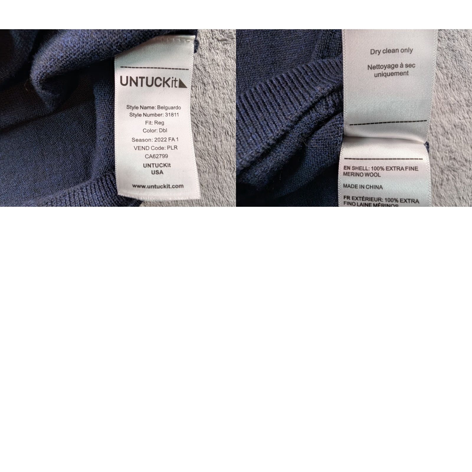 UNTUCKit UNTUCKit Belguardo Extra Fine Merino Wool 1/4 Zip Pullover Sweater Navy Men's L Size US L / EU 52-54 / 3 - 8 Thumbnail