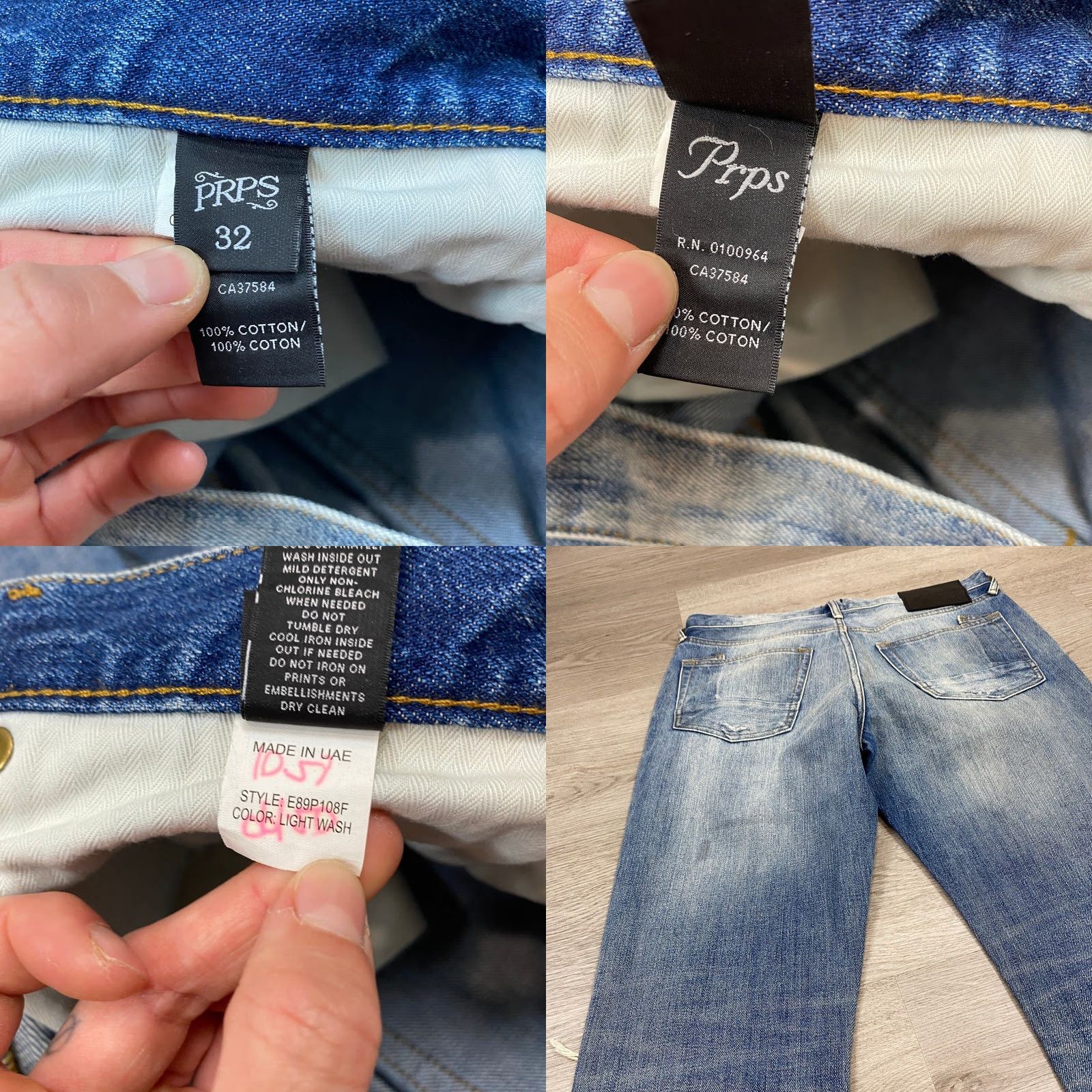 Prps PRPS Jeans Men's 32x34 Le Sabre Slim Tapered Fit Distressed Blue Size US 32 / EU 48 - 8 Thumbnail