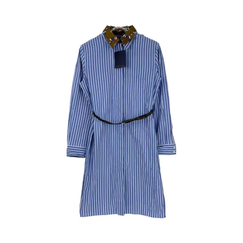 Louis Vuitton Blue White Stripe Logo Shirt Dress Size M / US 6-8 / IT 42-44 - 1 Thumbnail