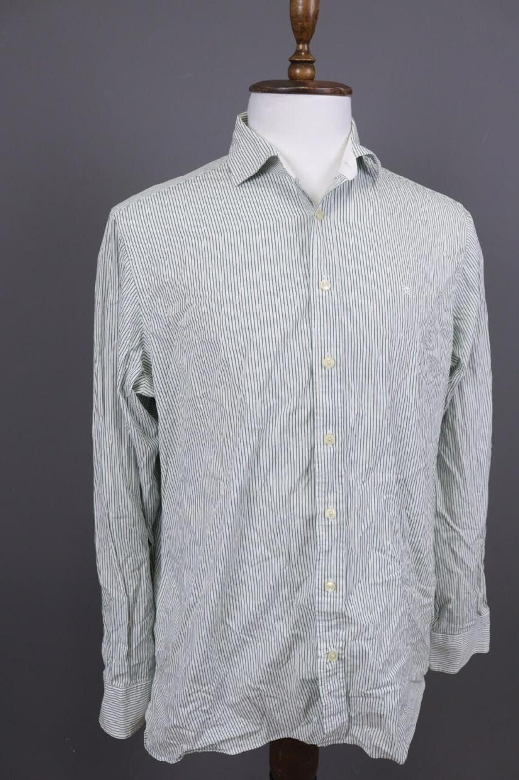Designer Hackett London Classi Fit White Striped Down Shirt Size XL Size US XL / EU 56 / 4 - 6 Thumbnail