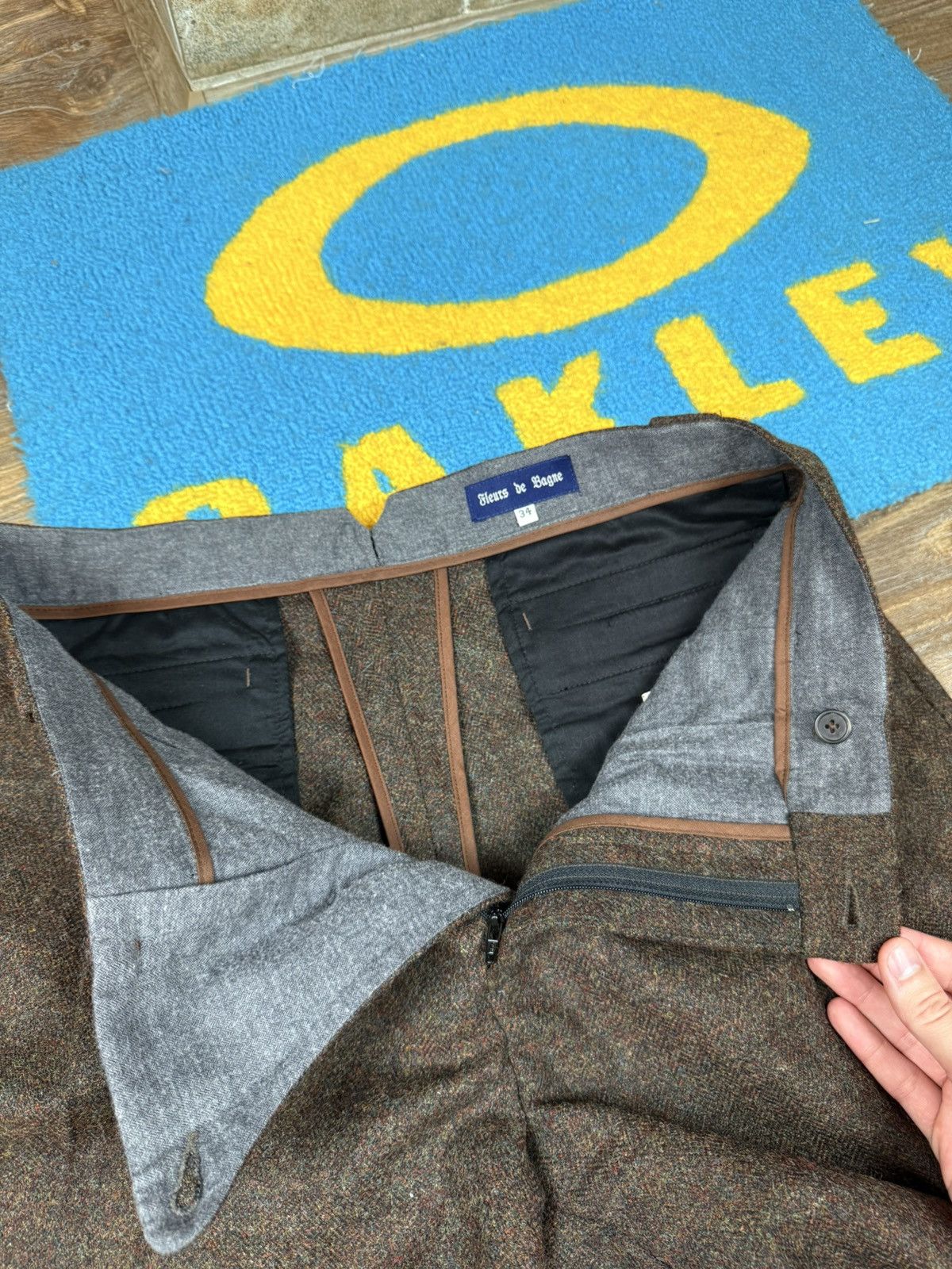 Fleurs de Bagne Wool Tweed Brown Trousers Pant