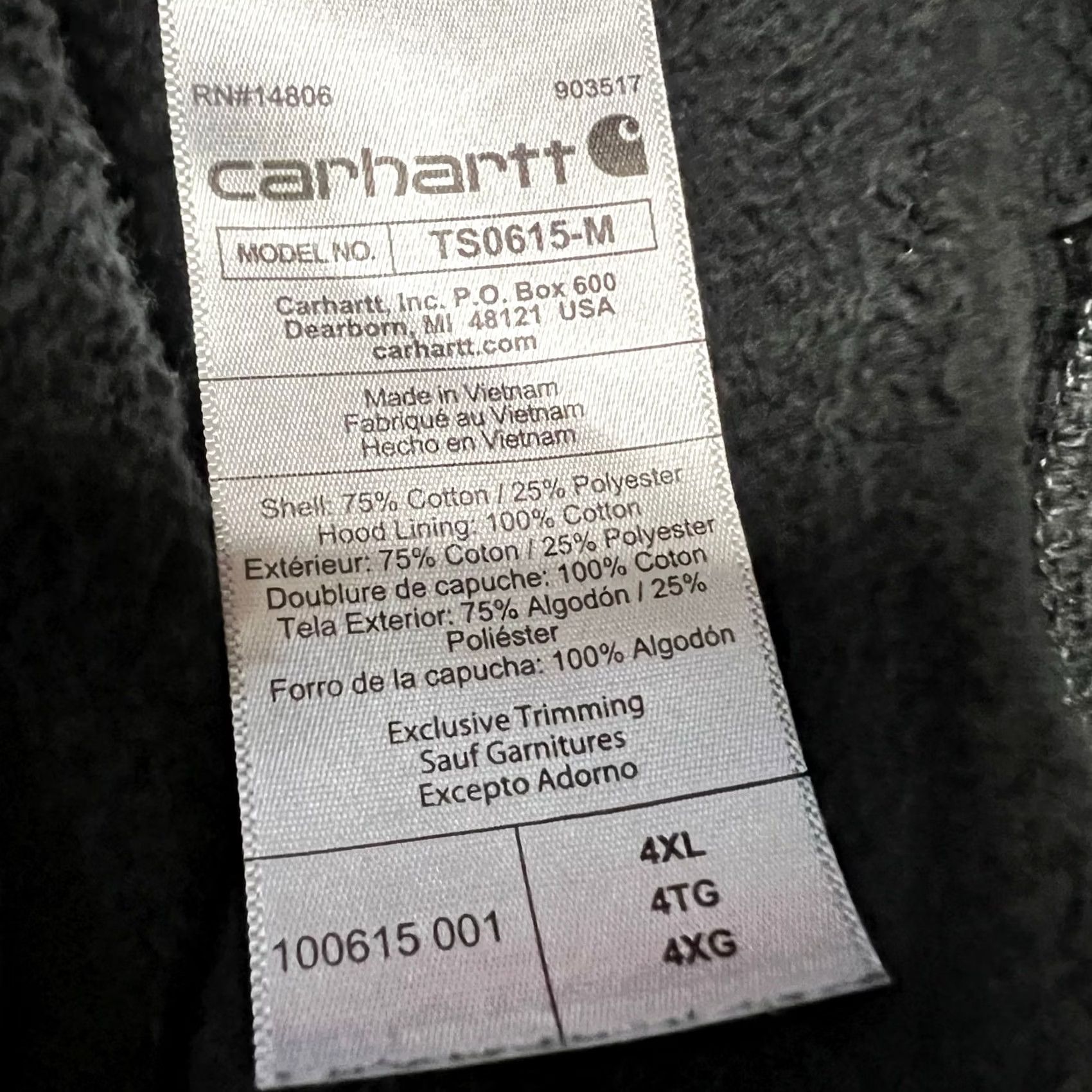 Carhartt Carhartt Hoodie Mens 4XL Loose Rain Defender Washed Black Work Sweatshirt Size US XXL / EU 58 / 5 - 7 Thumbnail