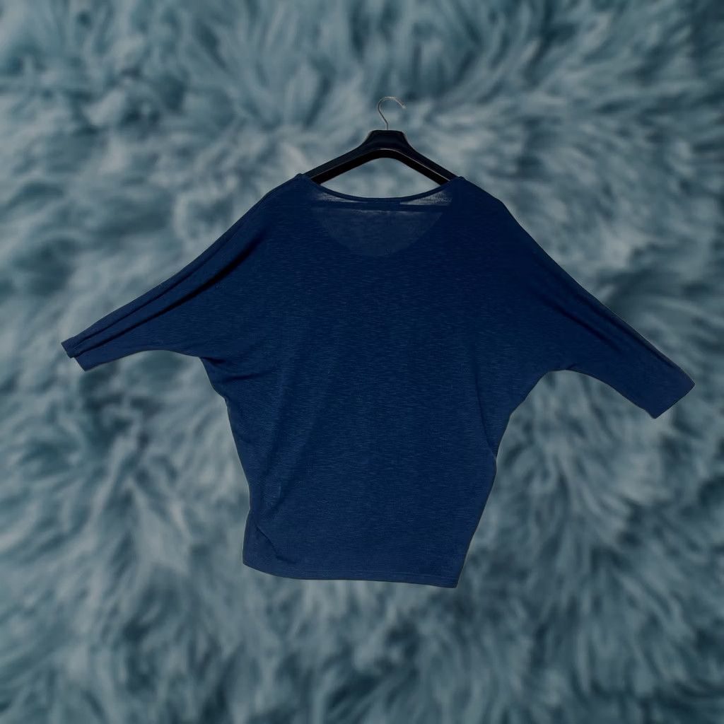 Vintage Laila Layde Blue Medium Blouse Shirt Short Sleeve Women's Made in USA Size M / US 6-8 / IT 42-44 - 1 Thumbnail