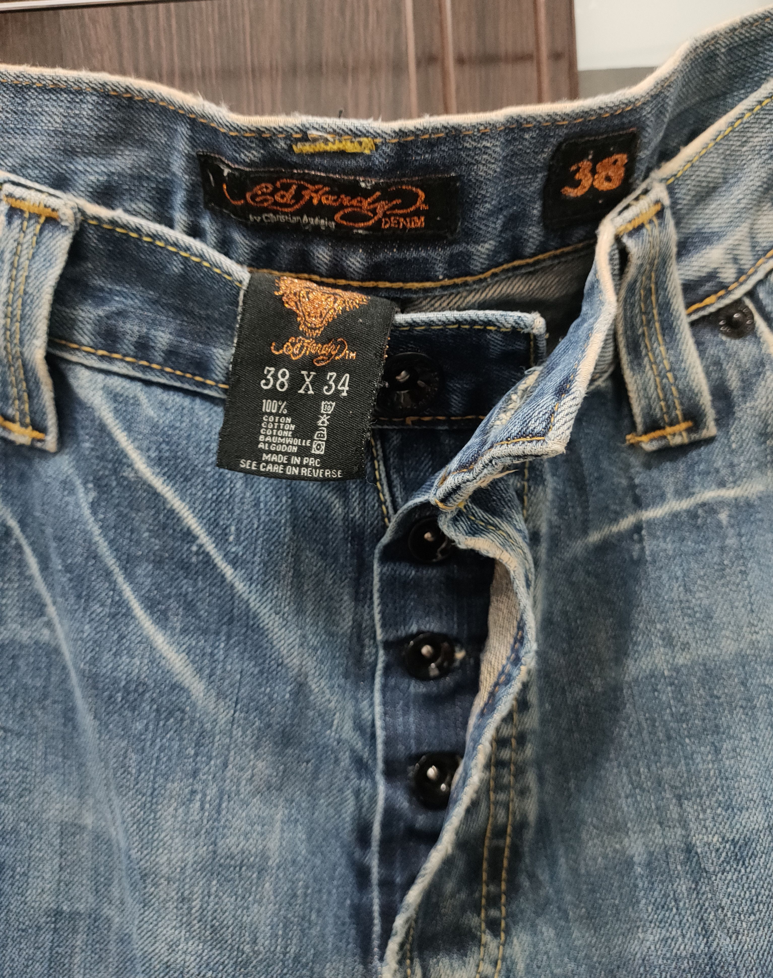 Ed Hardy 🔥 Wide Leg Ed Hardy by Christian Audigier Distressed 🔥 Size US 38 / EU 54 - 3 Thumbnail