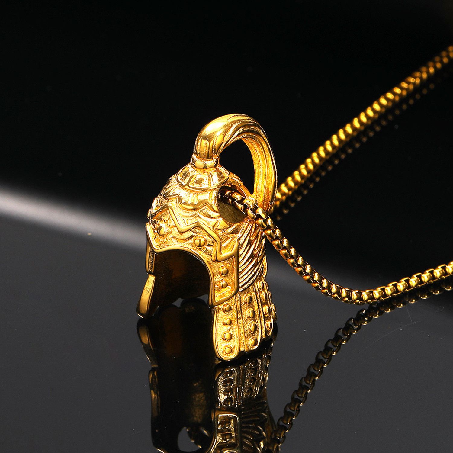 Jewelry Gold Warrior Helmet Necklace Size ONE SIZE - 1 Preview