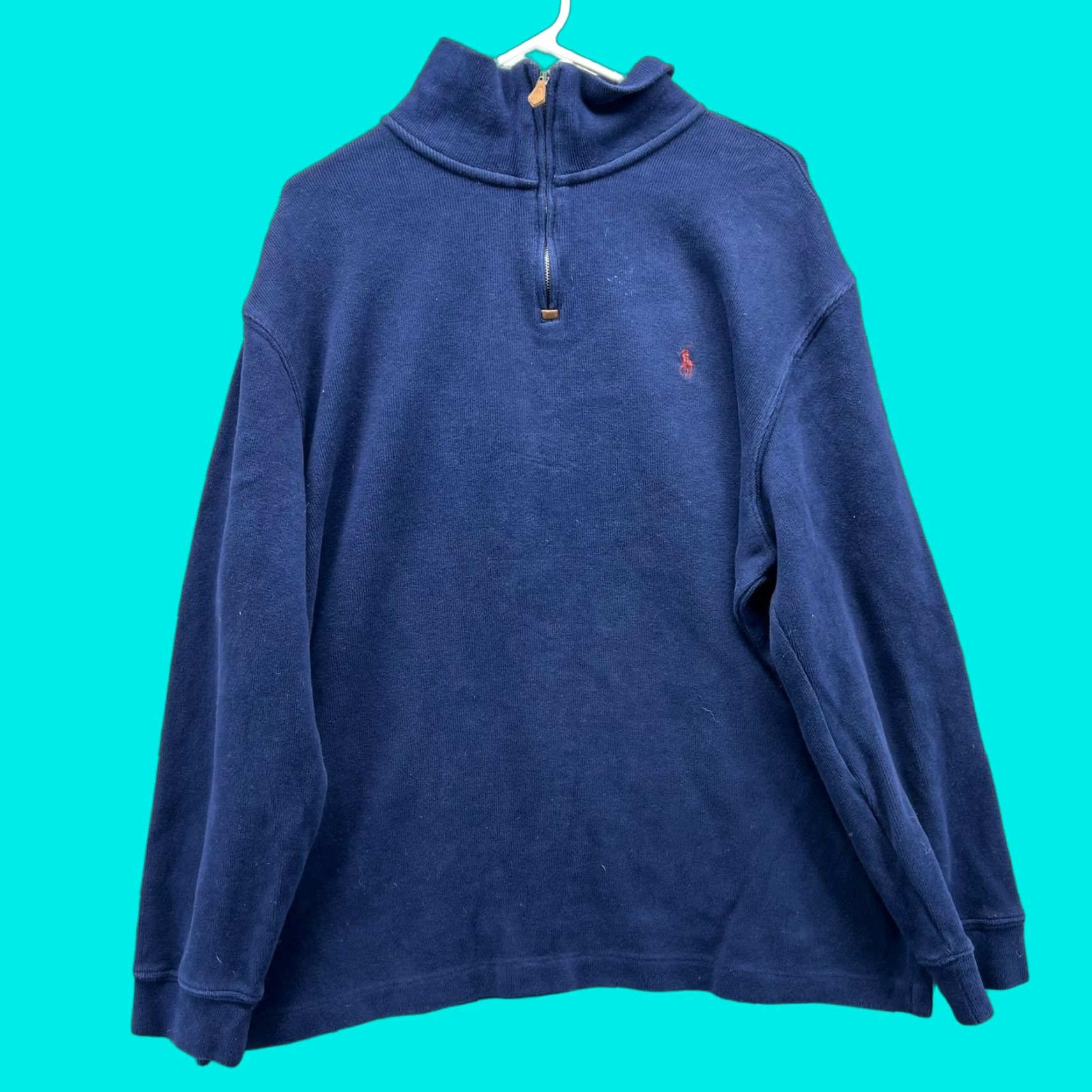 Polo Ralph Lauren VINTAGE Polo Ralph Lauren Pullover Sweater XL Blue Navy Men Regular Knit Fleece Logo 90s Size US XL / EU 56 / 4 - 1 Thumbnail