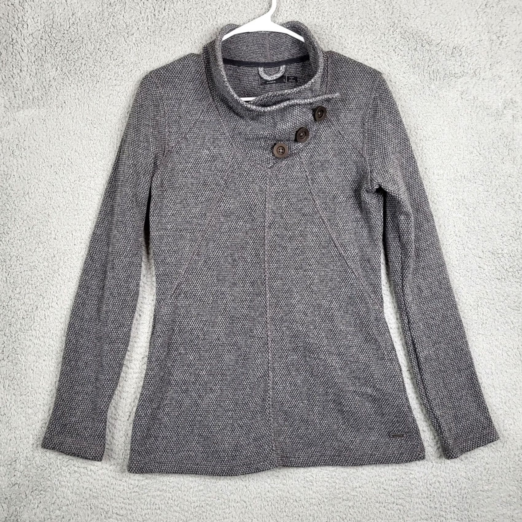 Prana prAna Women's Cowl Neck Wool blend button sweater Gray Size S Size S / US 4 / IT 40 - 2 Thumbnail