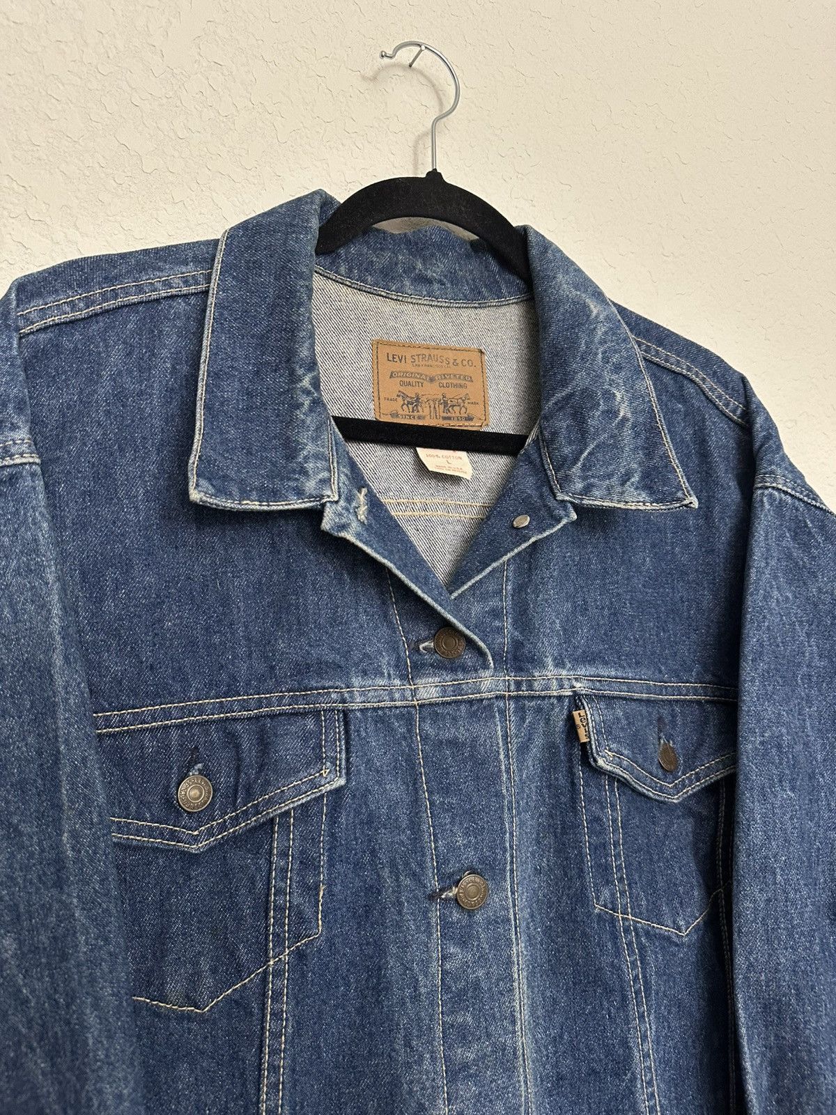 Levi's × Levi's Vintage Clothing × Vintage Vintage 90s Levi’s Denim Trucker Jacket Made In USA Men’s L Size US L / EU 52-54 / 3 - 3 Thumbnail