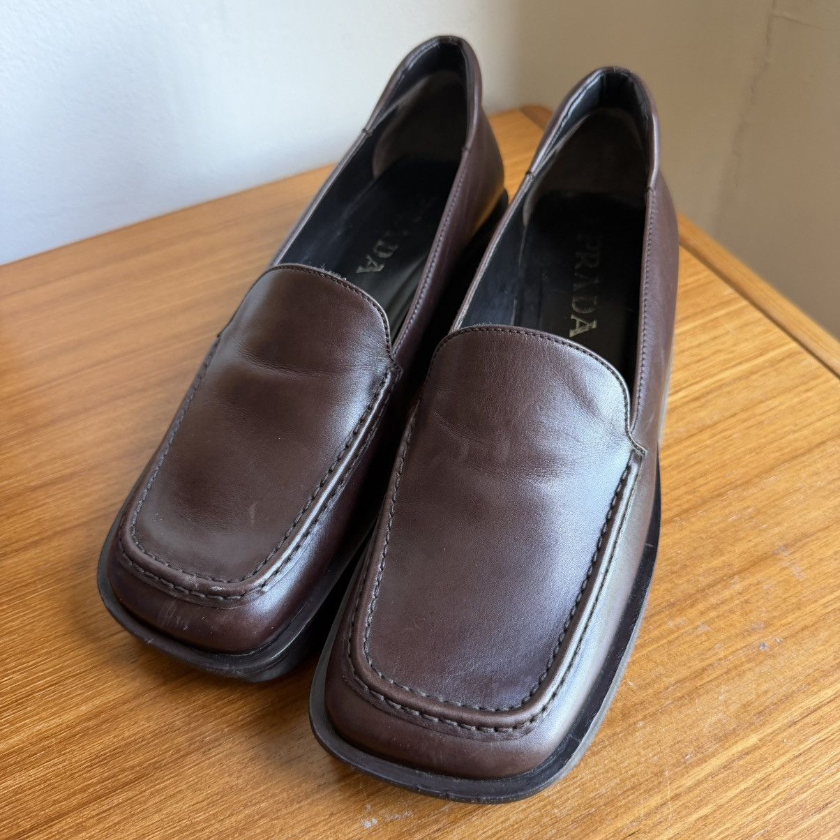 Prada Prada S/S1999 Square Toe Brown Loafers Size US 8 / IT 38 - 7 Thumbnail