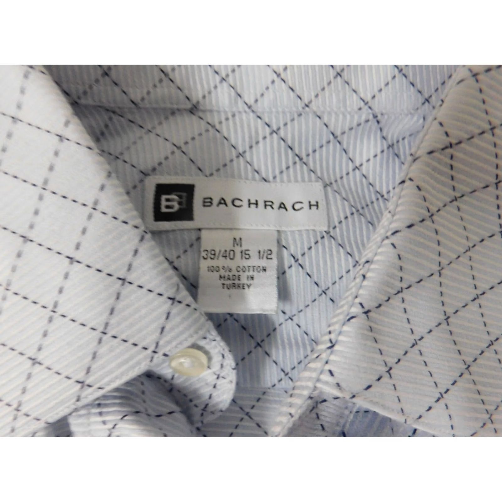Vintage Bachrach Mens Dress Shirt Button-Up Plaid Blue 15.5 Regular Medium Long Sleeve Collar Down Sportswear Shirt Adults Mens Size 42R - 4 Thumbnail