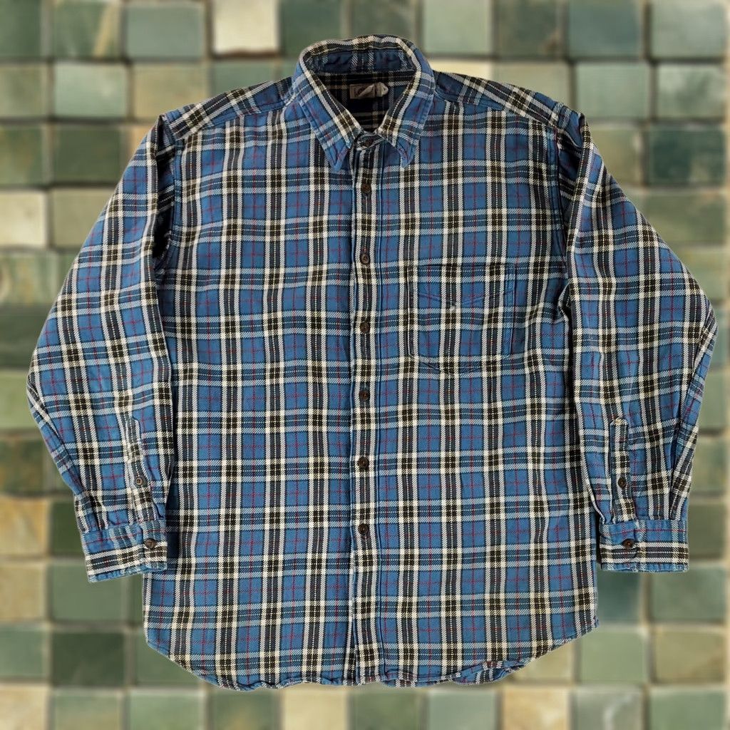 J.Crew VINTAGE J.CREW Shirt Oarsmen Flannel 90s Y2K Button Up Blue Plaid Long Sleeve Mens L Size US L / EU 52-54 / 3 - 1 Thumbnail