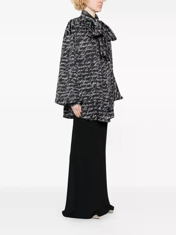 Balmain o1s1wg111225 Love Letter-Print Blouse in Black Size S / US 4 / IT 40 - 5 Thumbnail