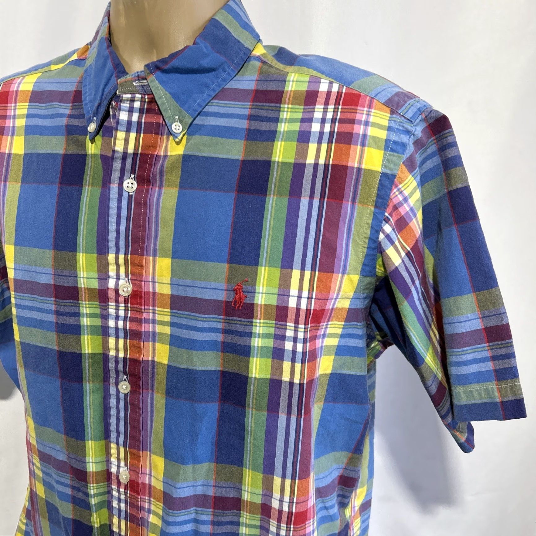 Polo Ralph Lauren Polo Ralph Lauren Plaid Oxford Madras Button Down Shirt L Multi Men Classic Fit Short Sleeve Size US L / EU 52-54 / 3 - 2 Thumbnail