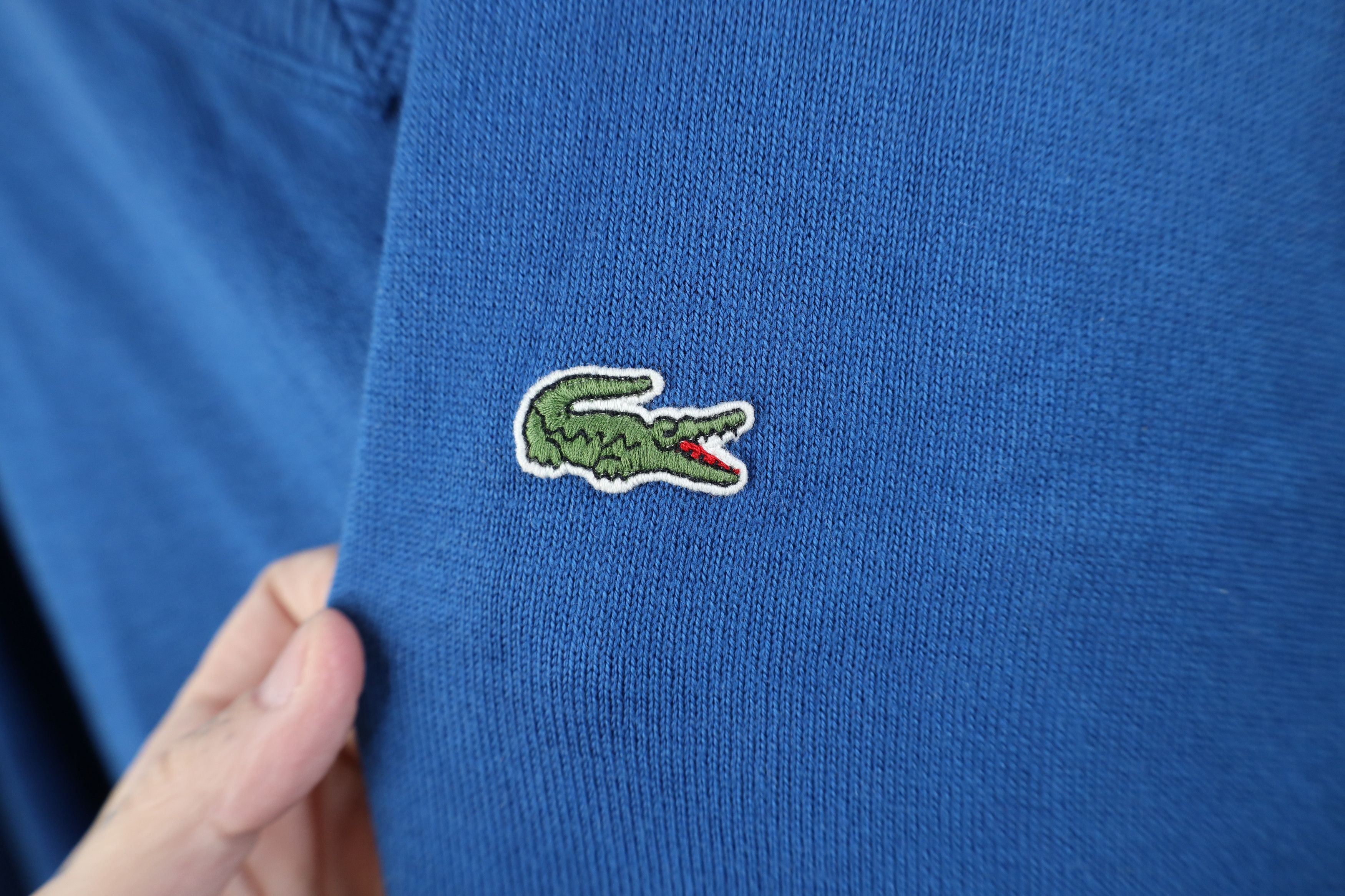 Lacoste Lacoste Distressed Croc Logo Cotton Knit V-Neck Sweater Blue Size US XXL / EU 58 / 5 - 4 Thumbnail