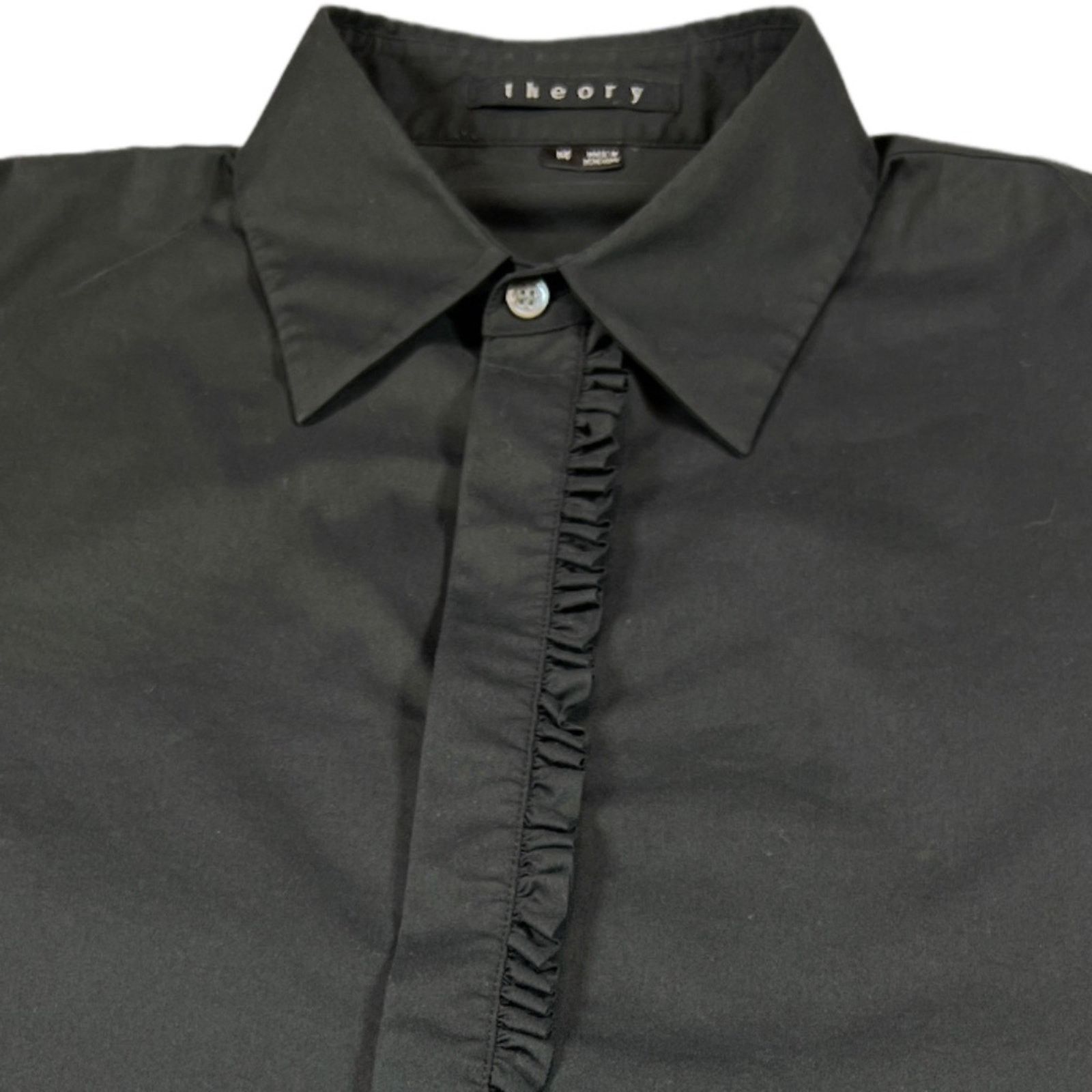 Theory Theory Ruffled Black Long-Sleeve Shirt | Size M Size M / US 6-8 / IT 42-44 - 3 Thumbnail