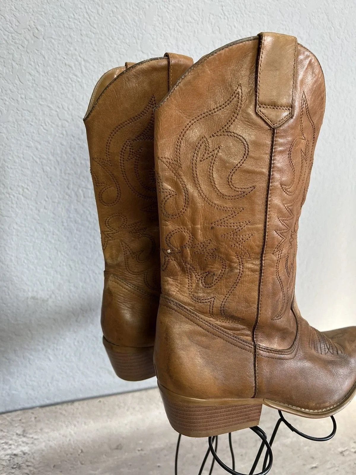Western Rise Vintage western guidi style moto leather boots brown 90s Size US 8 / EU 41 - 5 Thumbnail