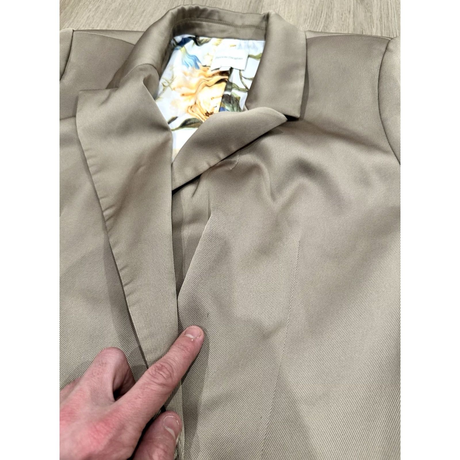 Vintage Favorite Daughter Blazer Medium Beige Floral Satin Double Breasted Oversized Size M / US 6-8 / IT 42-44 - 6 Thumbnail