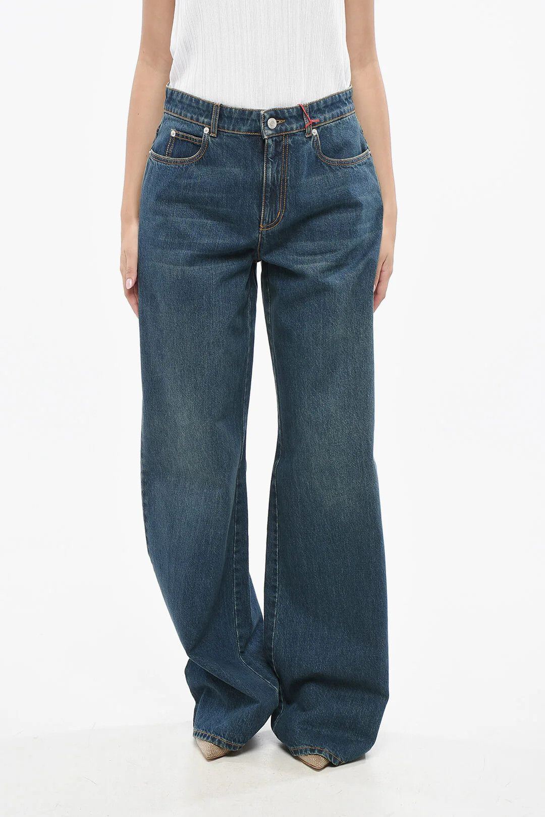Alexander McQueen og1mm0426 High-Waist Wide-Leg Jeans in Blue Size 27" / US 4 / IT 40 - 1 Thumbnail