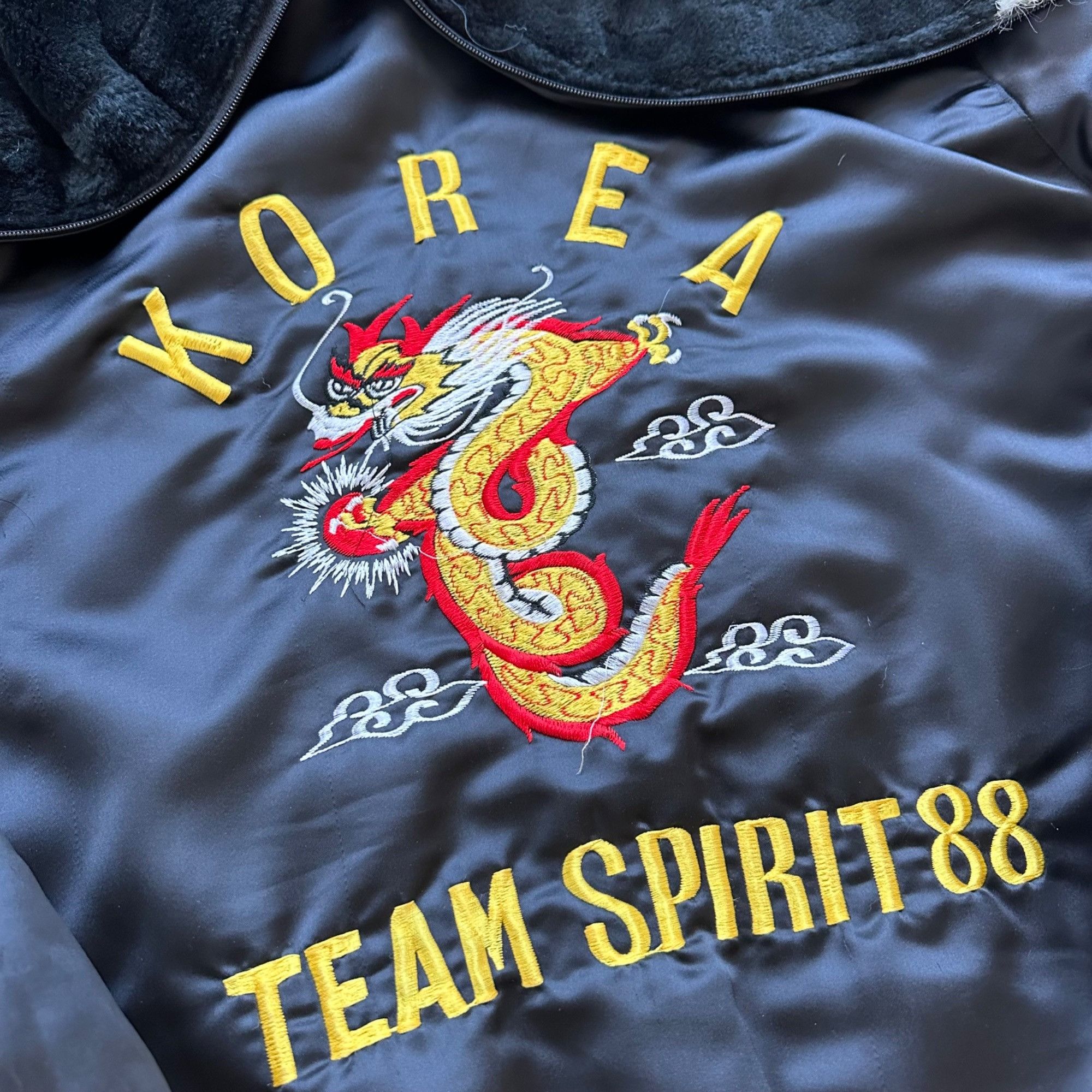Vintage 1988 Military Korean Souvenir Bomber Jacket Black