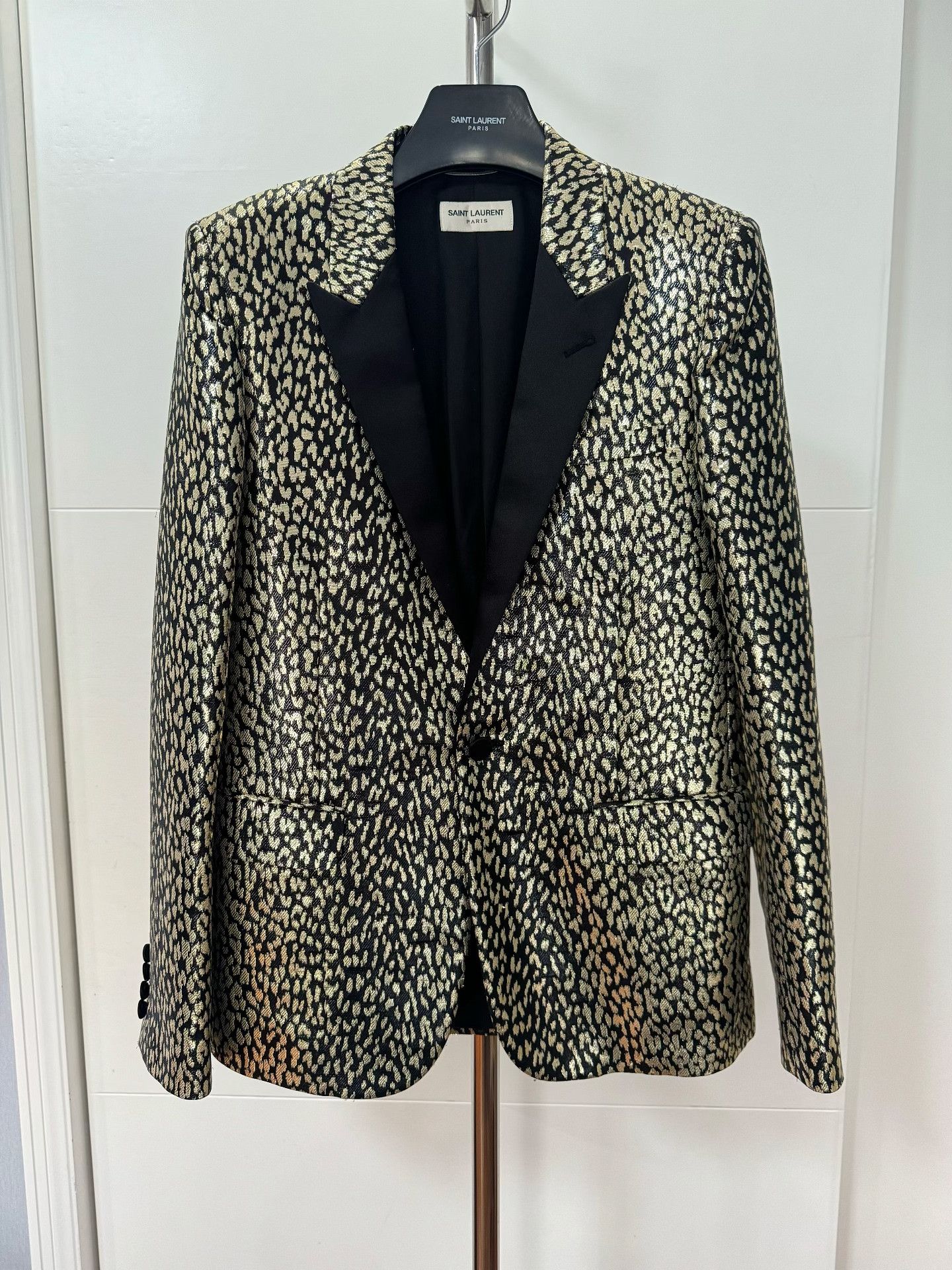 Saint Laurent Paris Saint Laurent Black Gold Leopard Blazer Size US S / EU 44-46 / 1 - 1 Thumbnail
