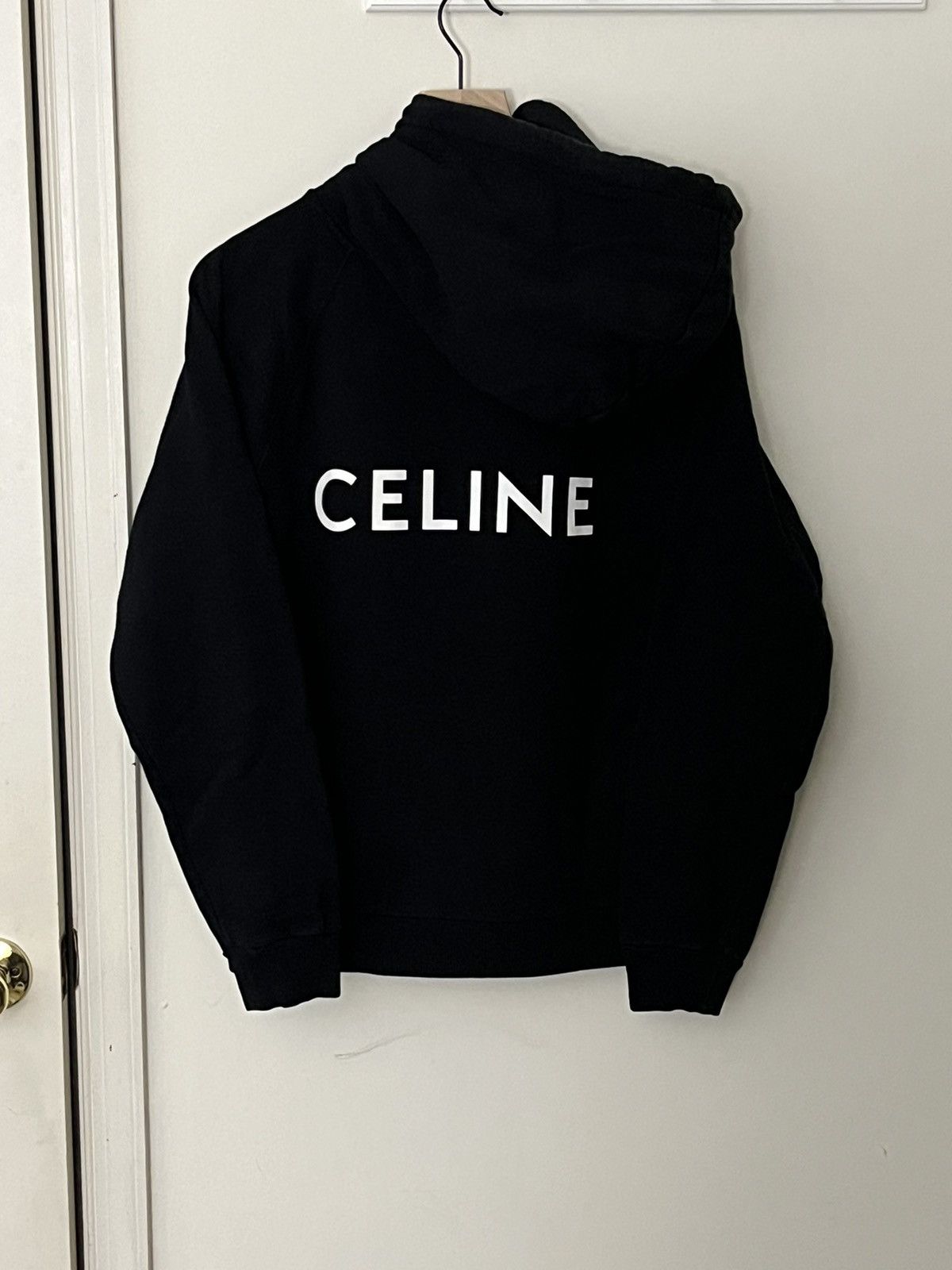 Pre-owned Celine Logo Hoodie In Cotton Fleece In Black