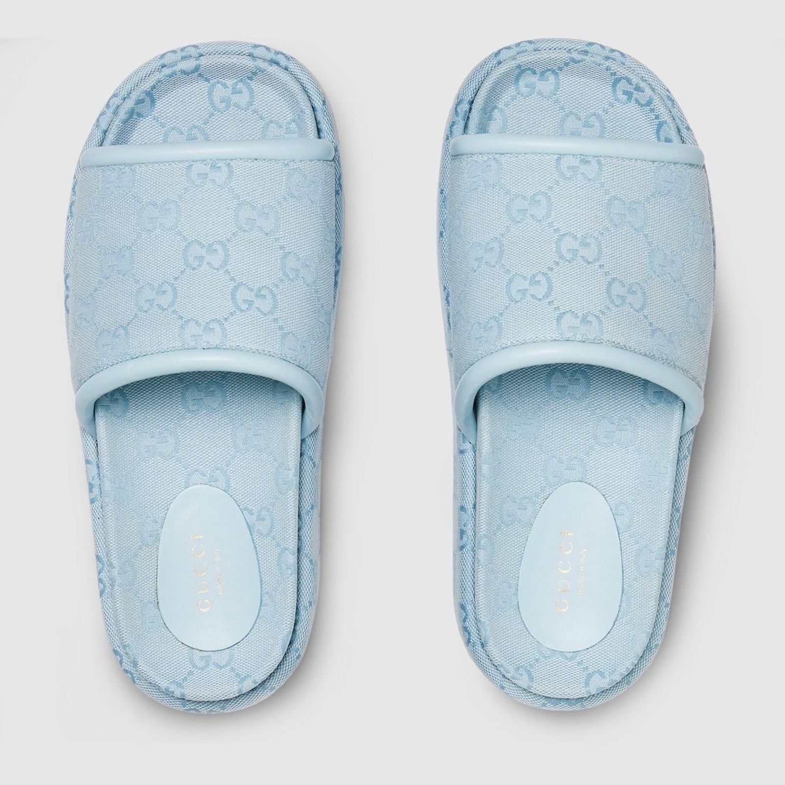 Gucci Gucci Light Blue GG Monogram Canvas Mule Platform Sandal 39 Size US 9 / IT 39 - 10 Thumbnail
