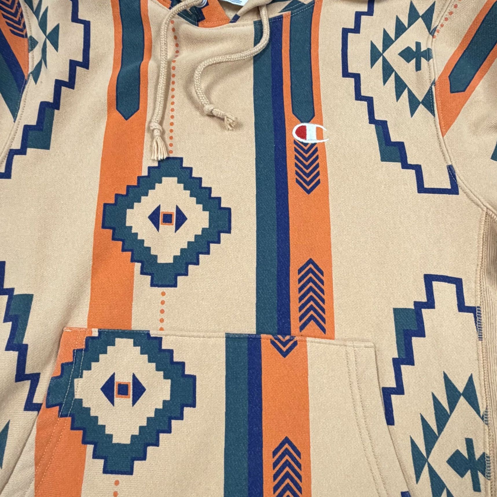 Champion Champion Hoodie Mens Small Beig e Aztec Southwestern Pullover Print Reverse Weave Size US S / EU 44-46 / 1 - 7 Thumbnail