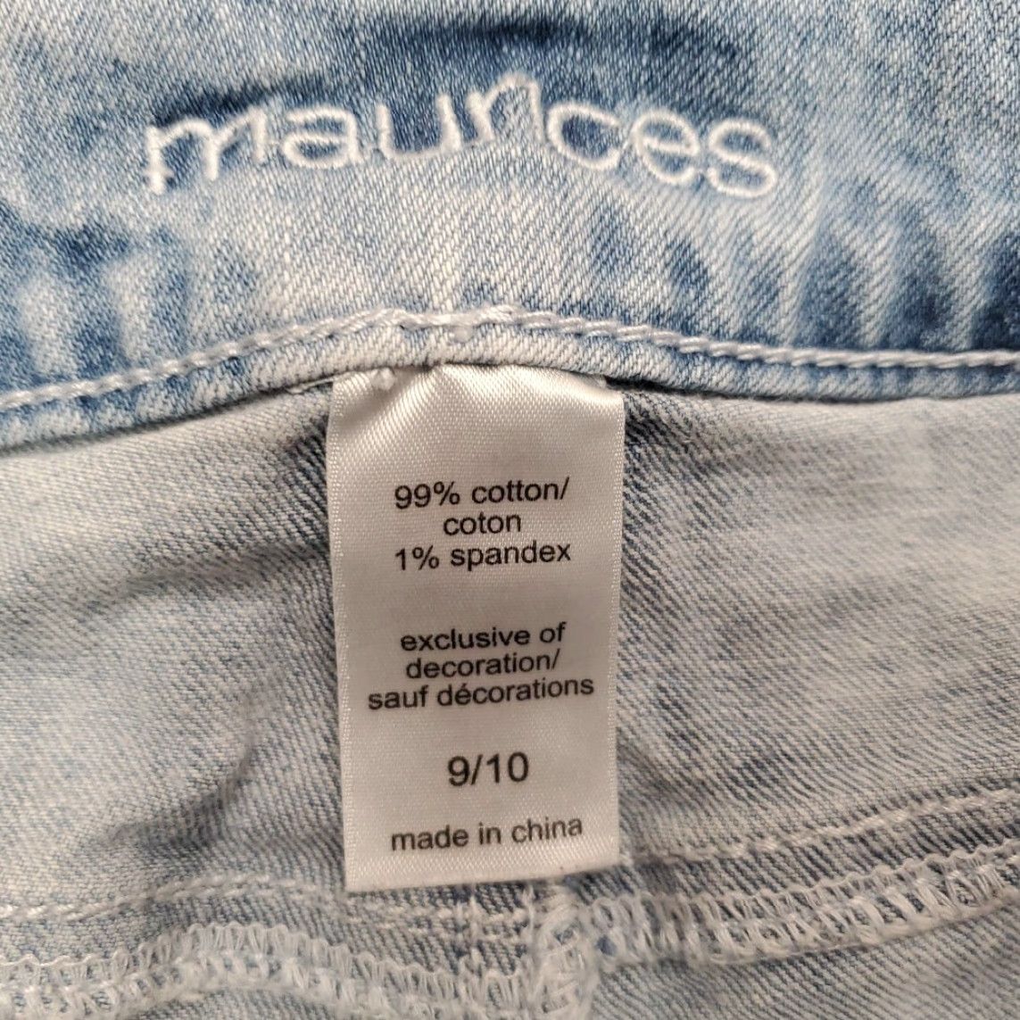 Vintage Maurices Shorts Womens 9 10 Tie Dye Denim Micro Mini Low Rise Lace Y2K 90s USA Casual Cotton Blend Pocket 5-Pocket Belt Loops Mens Womens Girls Boys Size 32" / US 10 / IT 46 - 4 Thumbnail