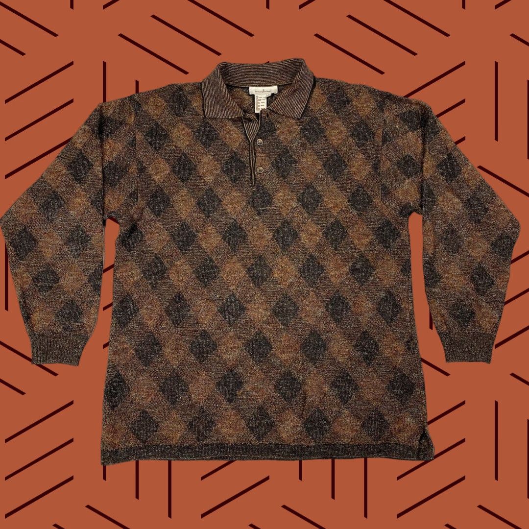 Ermenegildo Zegna ERMENEGILDO ZEGNA Designer Sweater Large L Collared Pullover Long Sleeve Multicolor Wool Blend Mens Size US L / EU 52-54 / 3 - 1 Thumbnail