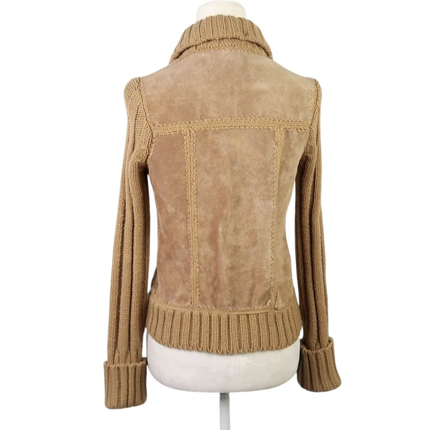 Vintage VINTAGE Carol Cohen tan suede leather and knit crochet jacket S Jacket Women XS Bohemian Hippie Snap Long Sleeve 70s Size S / US 4 / IT 40 - 4 Thumbnail