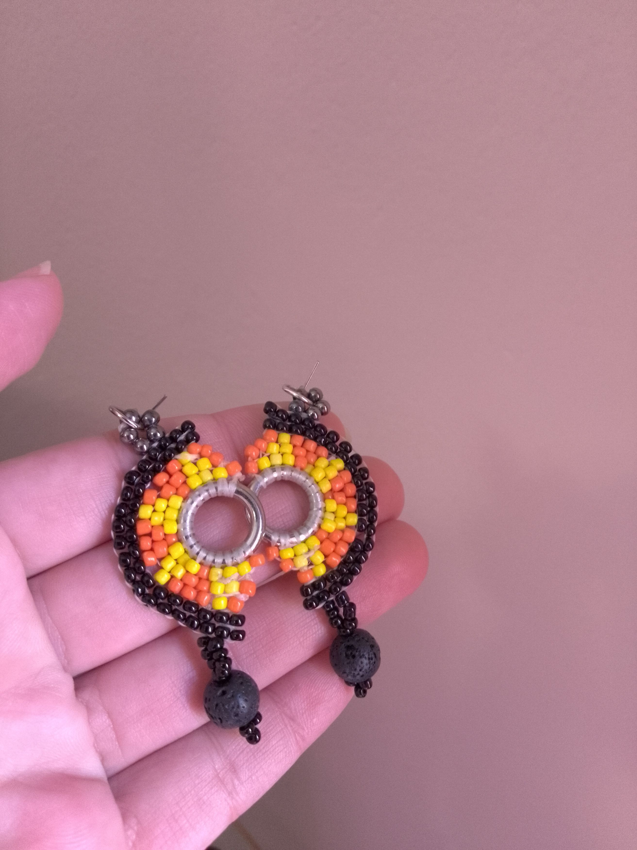 Handmade Necklace Long Lava Stone Picasso Pendant Earrings Boho Size ONE SIZE - 7 Thumbnail