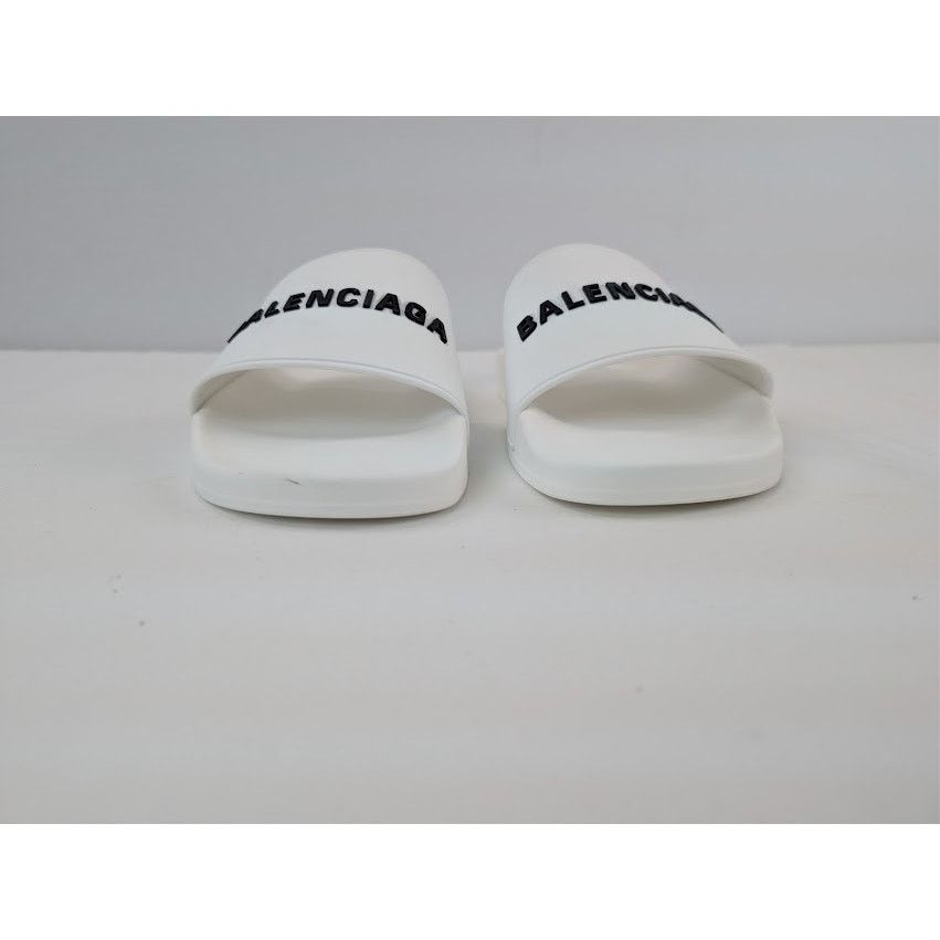 Balenciaga o1rshd1 Rubber Logo Pool Slide Sandals in White / Black 45 Size US 12 / EU 45 - 9 Thumbnail