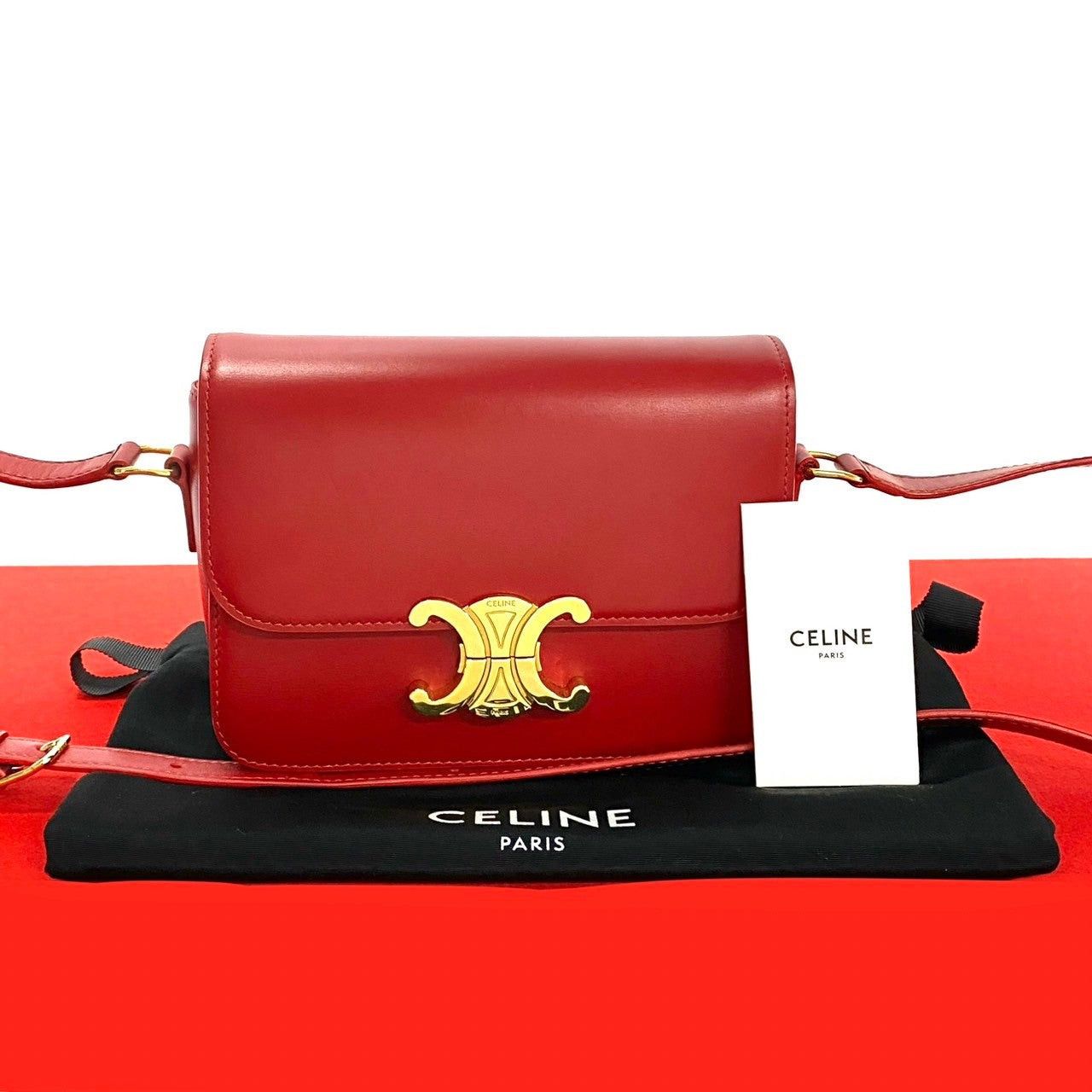 Celine Celine Shoulder Bag Red Leather Size ONE SIZE - 1 Thumbnail