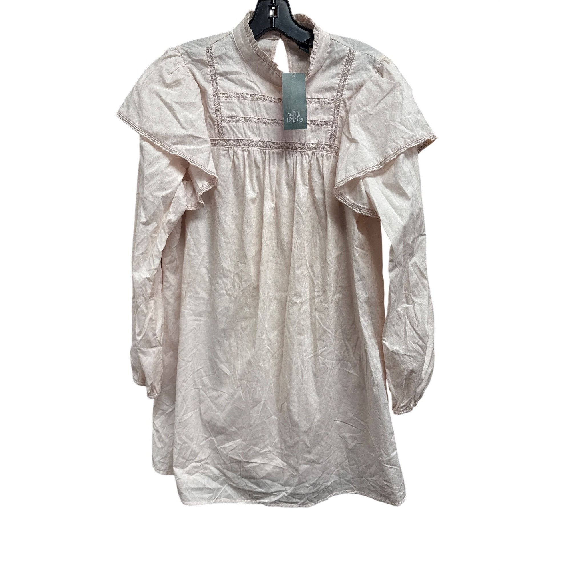 Other Wild Fable Dusty Pink Lace Detail Ruffle Long Sleeve Mini Dr Size M / US 6-8 / IT 42-44 - 2 Thumbnail