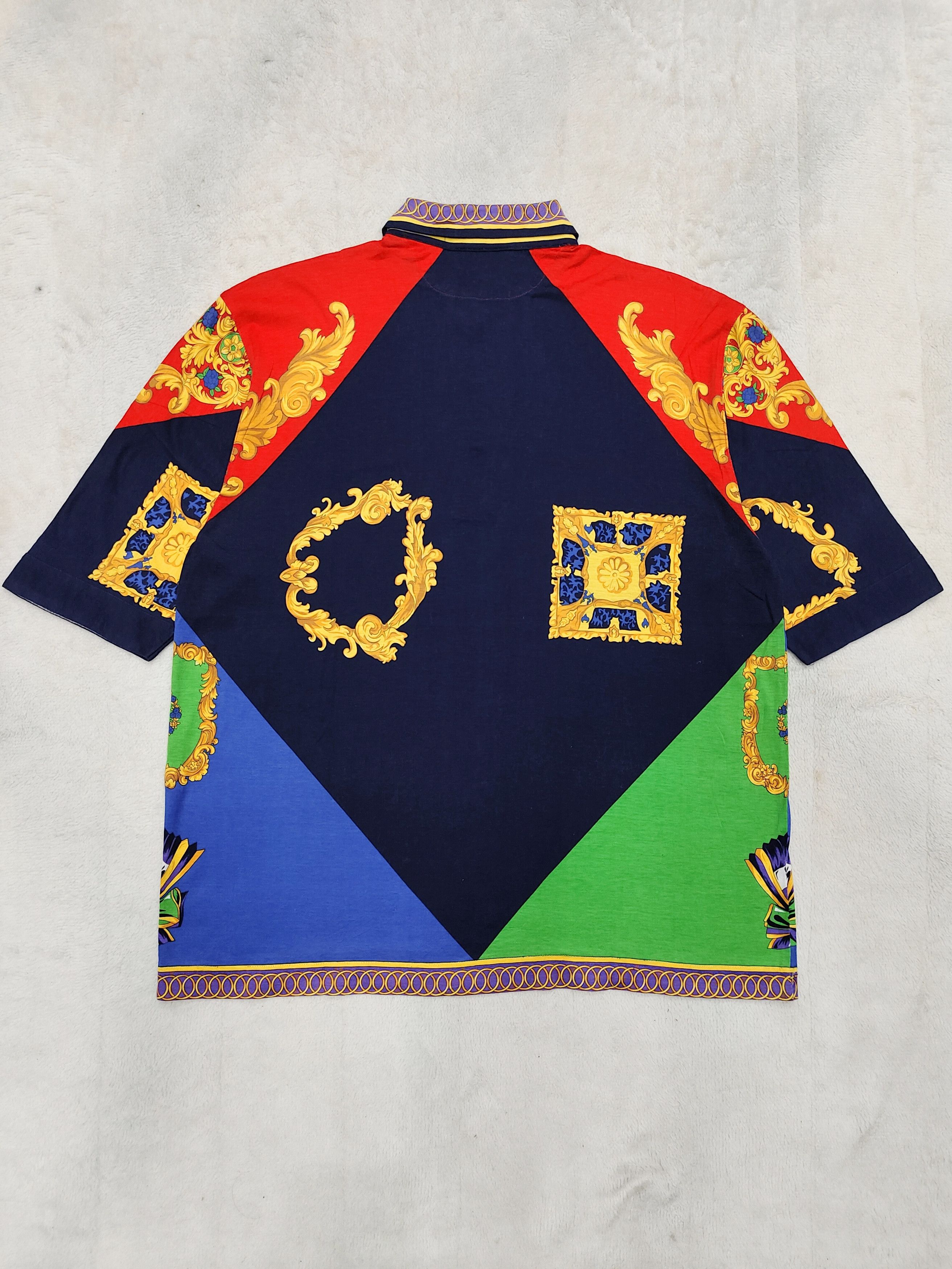 Japanese Brand 90s La Brezza- Ornamental Baroque Colourblock Polo Shirt Size US M / EU 48-50 / 2 - 4 Thumbnail