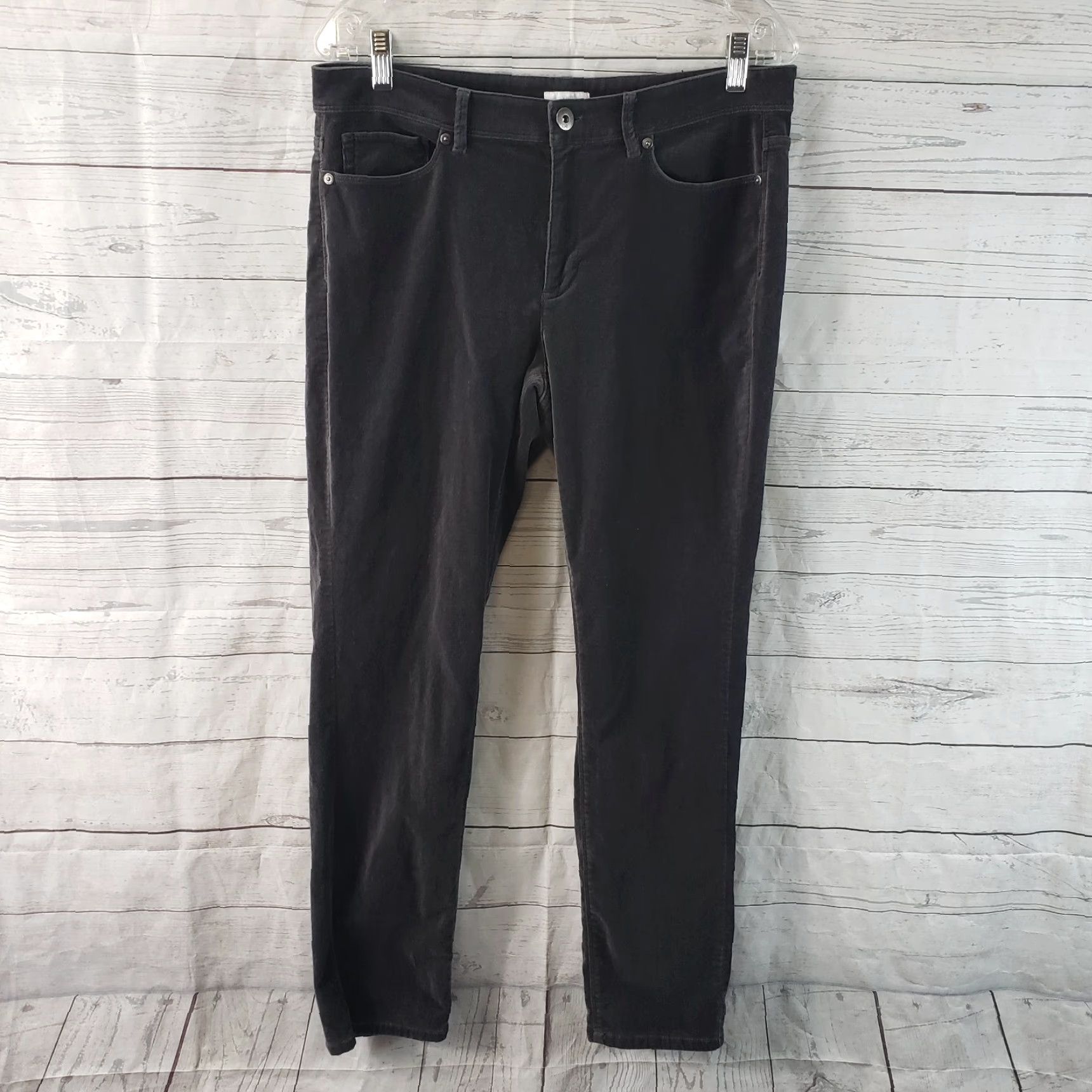 J. Jill J. Jill Womens Skinny Pants Sz 10 Gray Velour Cotton Blend Mid Rise Size 32" / US 10 / IT 46 - 2 Thumbnail