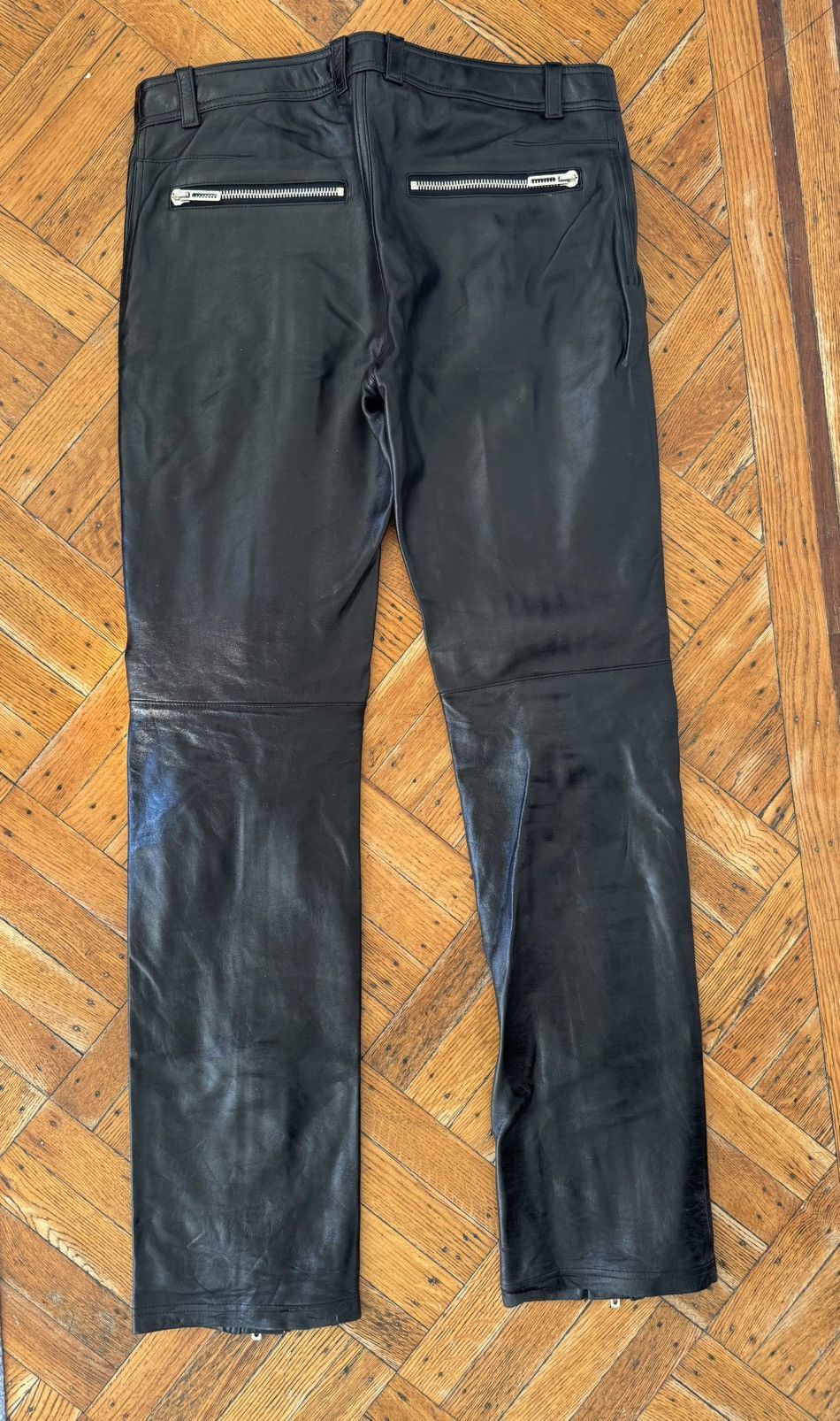 032c Black leather trousers with frontal zipper Size US 31 - 3 Thumbnail