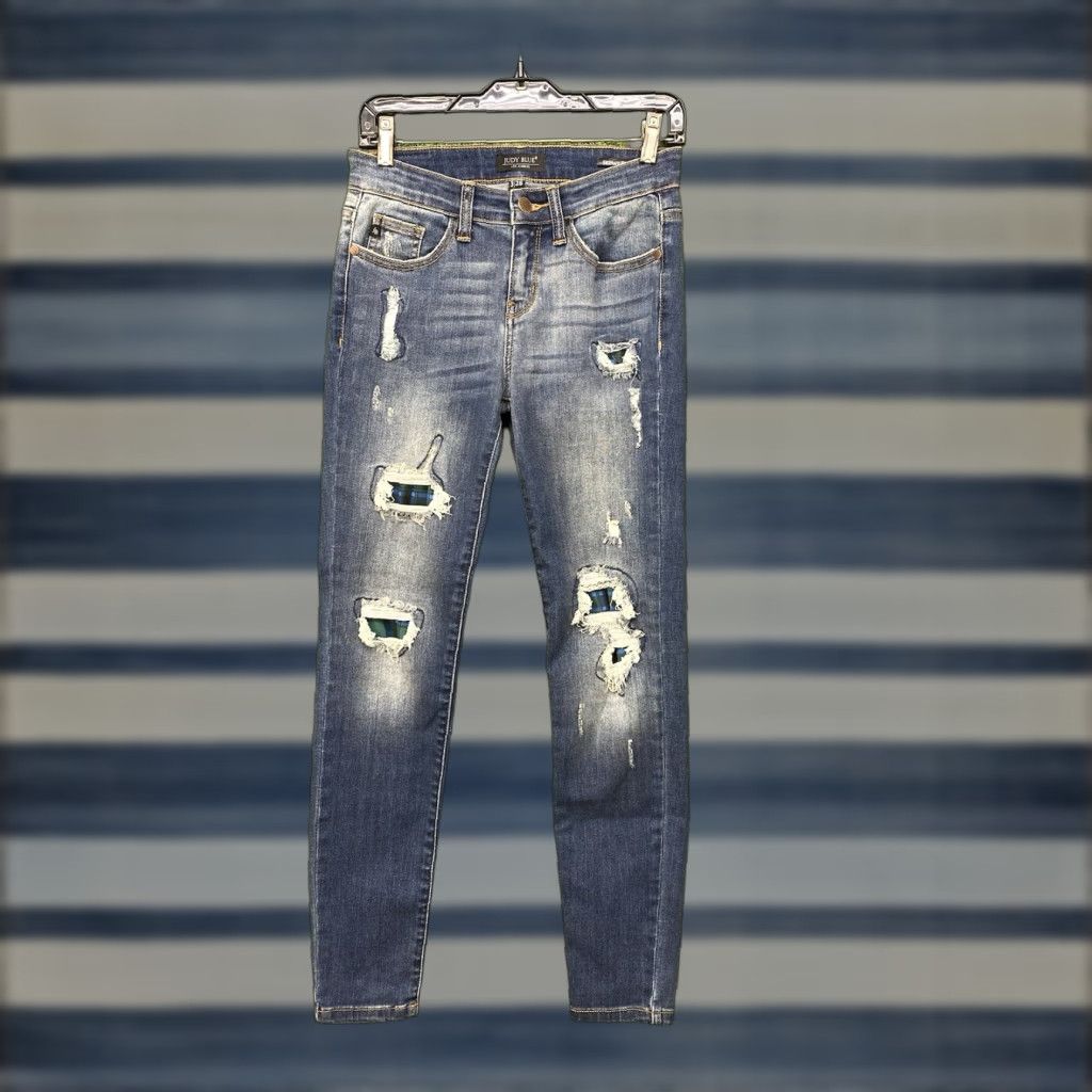 Vintage Judy Blue Jeans Womens Skinny Fit Stretch Distressed 26x28 Blue 3/26 Patch Flannel Vintage: No Zip Jeans Mens? Size 26" / US 2 / IT 38 - 1 Thumbnail