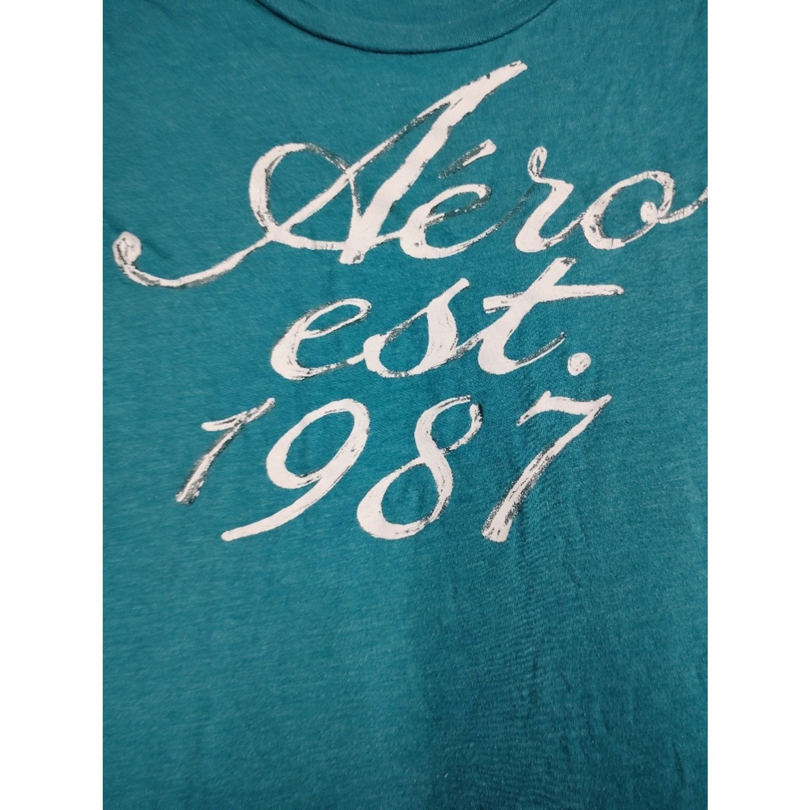 Aeropostale Aeropostale Teal Graphic Short Sleeve Tee Size L / US 10 / IT 46 - 2 Thumbnail