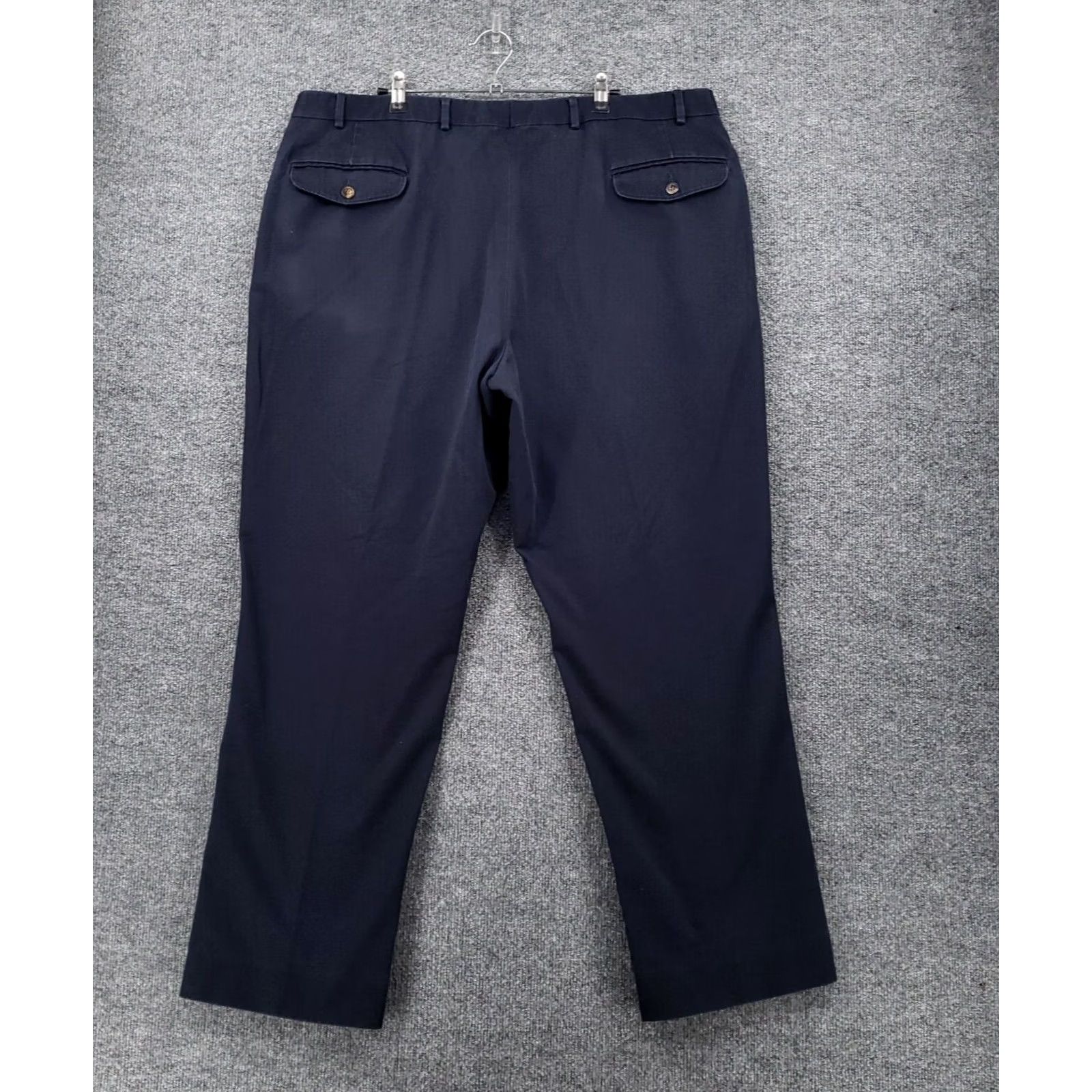 Vintage LL Bean Pants Mens 42x30 Navy Blue Chino Flat Front Straight Trousers Zip Fly Size US 42 / EU 58 - 2 Thumbnail