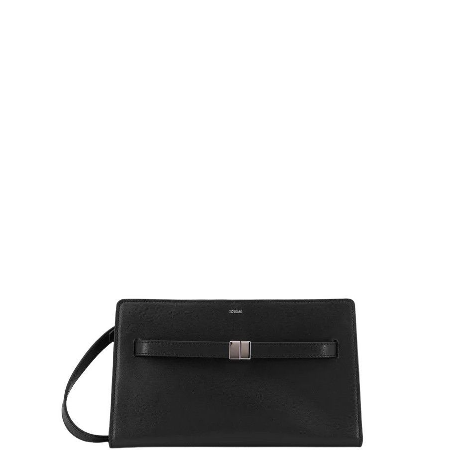 TOTEME Belted Black Leather Crossbody Bag New
