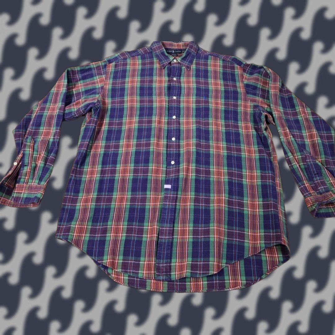 Polo Ralph Lauren Polo Ralph Lauren Shirt Men XL Purple Long Sleeve Plaid Button-Down Collar Knit Cotton Embroidered Logo Classic Size US XL / EU 56 / 4 - 1 Thumbnail