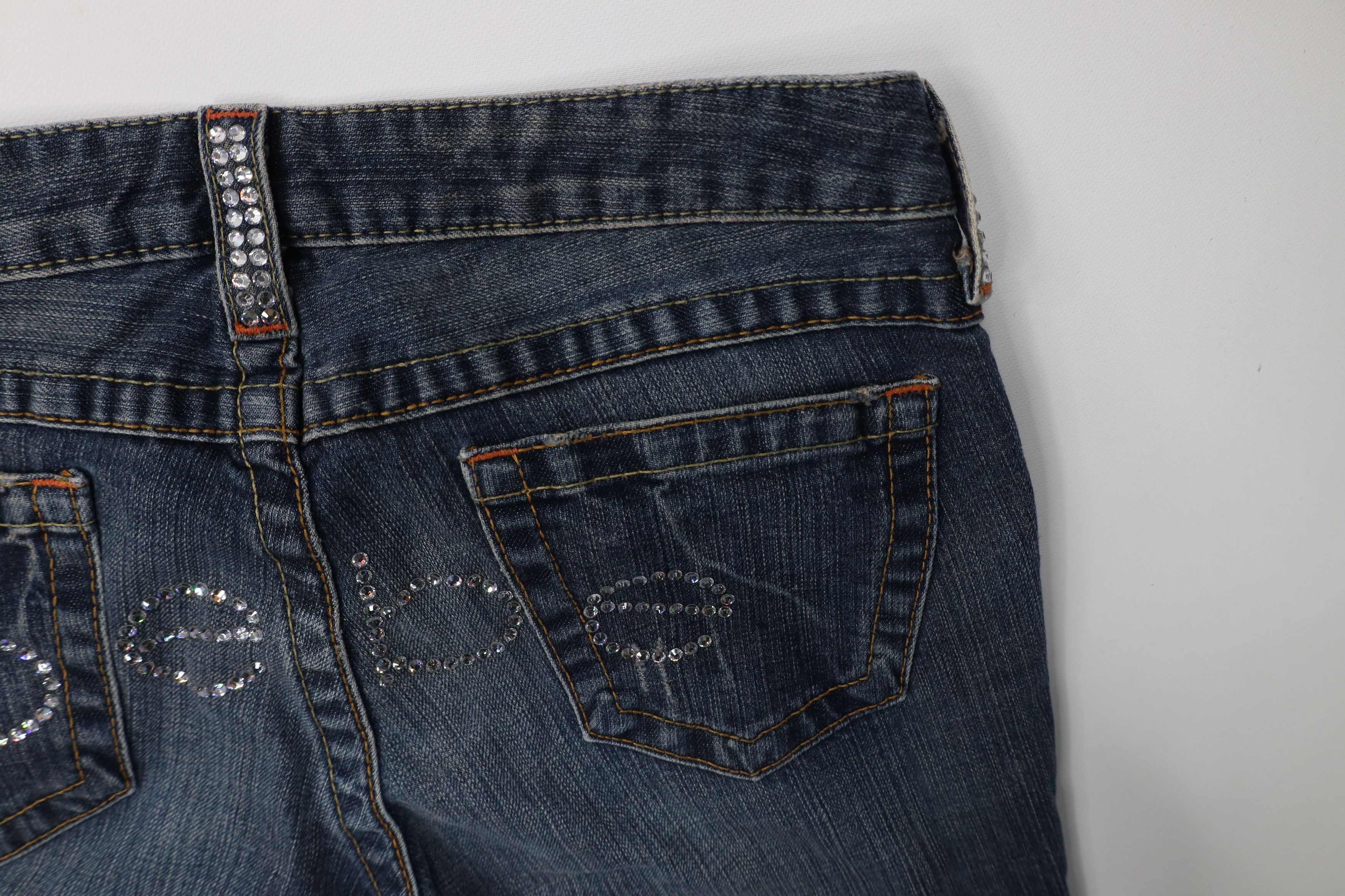 Bebe Vintage 90s Y2K Bebe Rhinestone Wide Leg Denim Jeans USA Size 29" - 12 Thumbnail