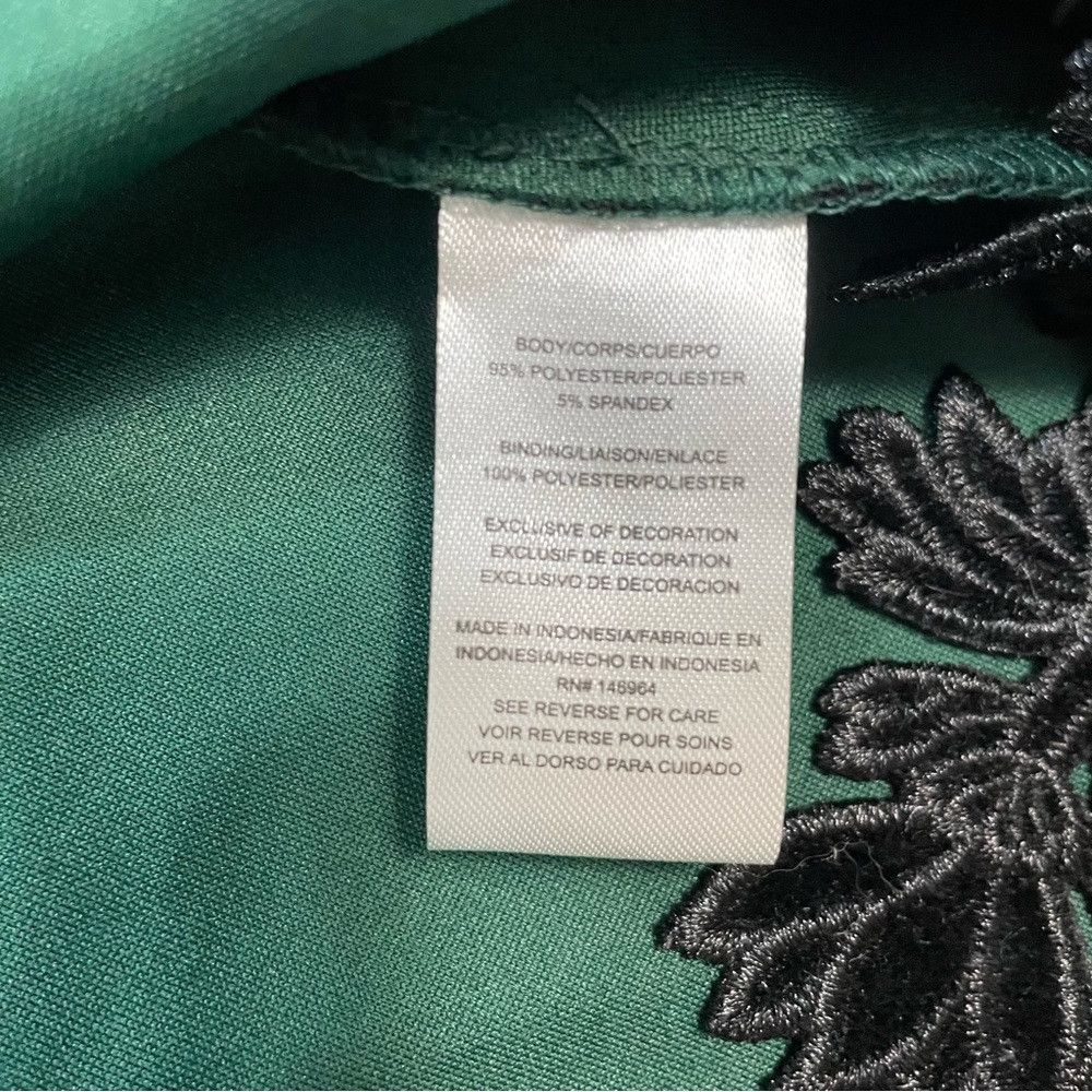Other Donna Ricco Green Floral Lace - Trimmed Flocked Scuba Dress Size XL / US 12-14 / IT 48-50 - 8 Thumbnail